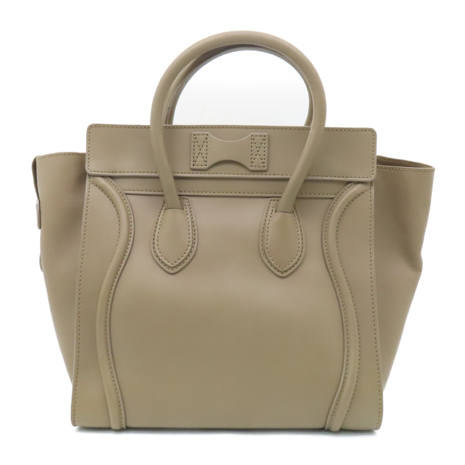 CELINE 【激減優惠】牛皮皮革Nano Luggage Bag金扣手挽袋駝色