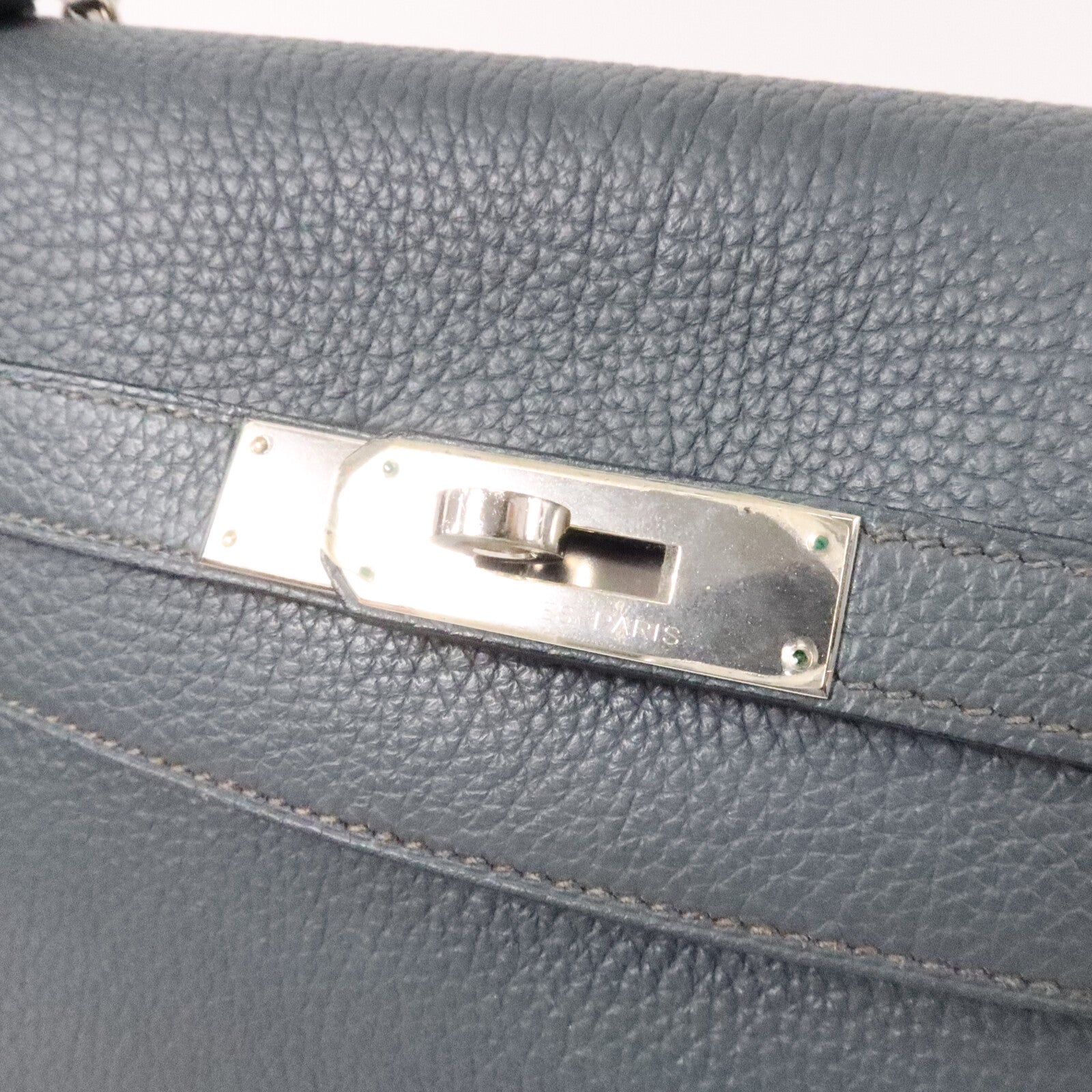 HERMES Togo皮革Kelly 32手挽肩背兩用袋Bleu Orage