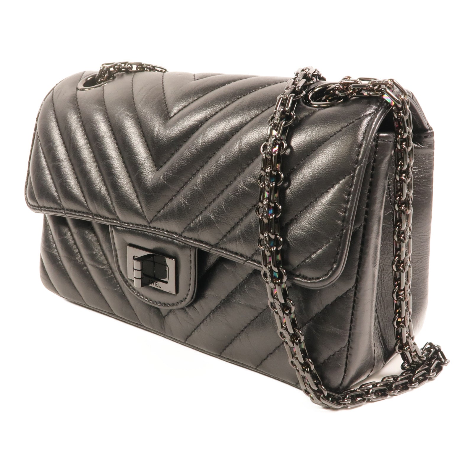 CHANEL 牛皮皮革Mini 2.55鏈帶肩背袋