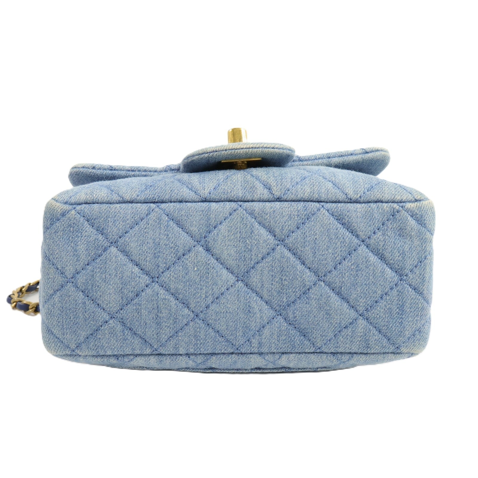 CHANEL 牛仔布Classic 17 Gold Ball鏈帶肩背袋