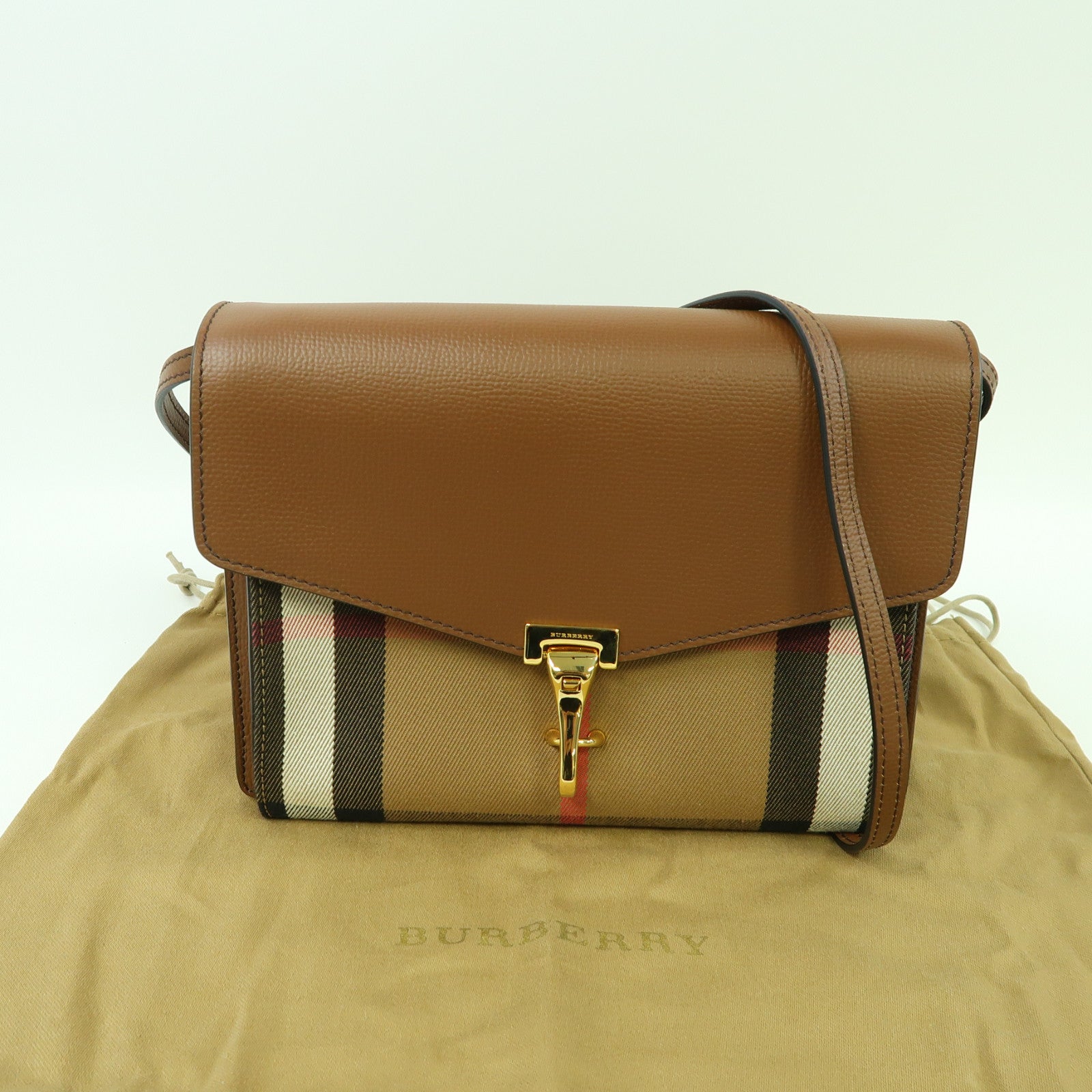 BURBERRY 牛皮皮革Shoulder Bag金扣肩背袋啡色