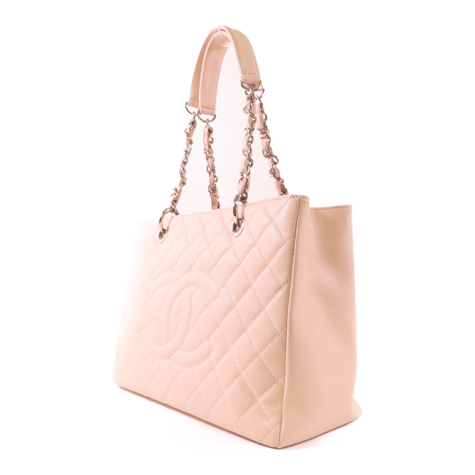 CHANEL 【激減優惠】牛皮皮革GST Grand Shopping Tote Bag銀扣肩背袋