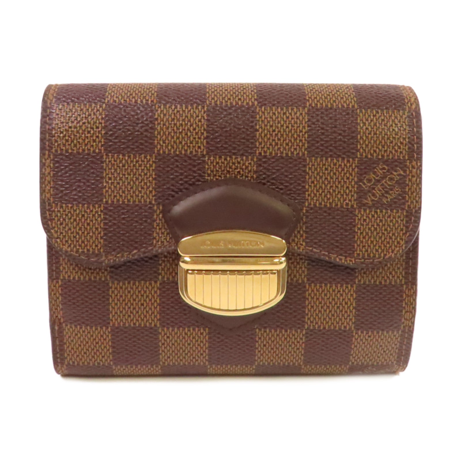 LOUIS VUITTON Damier Ebene Joey Short Wallet金扣短錢包啡色