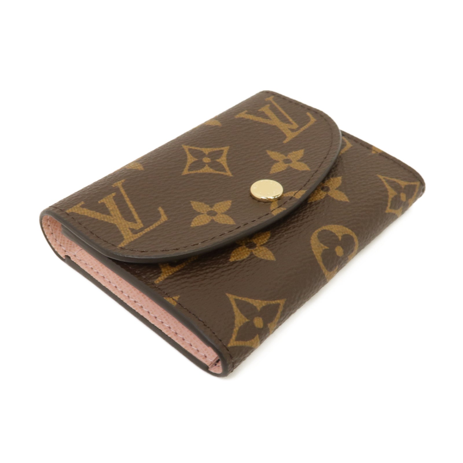 LOUIS VUITTON Monogram Card Case金扣卡片套棕色/粉紅色