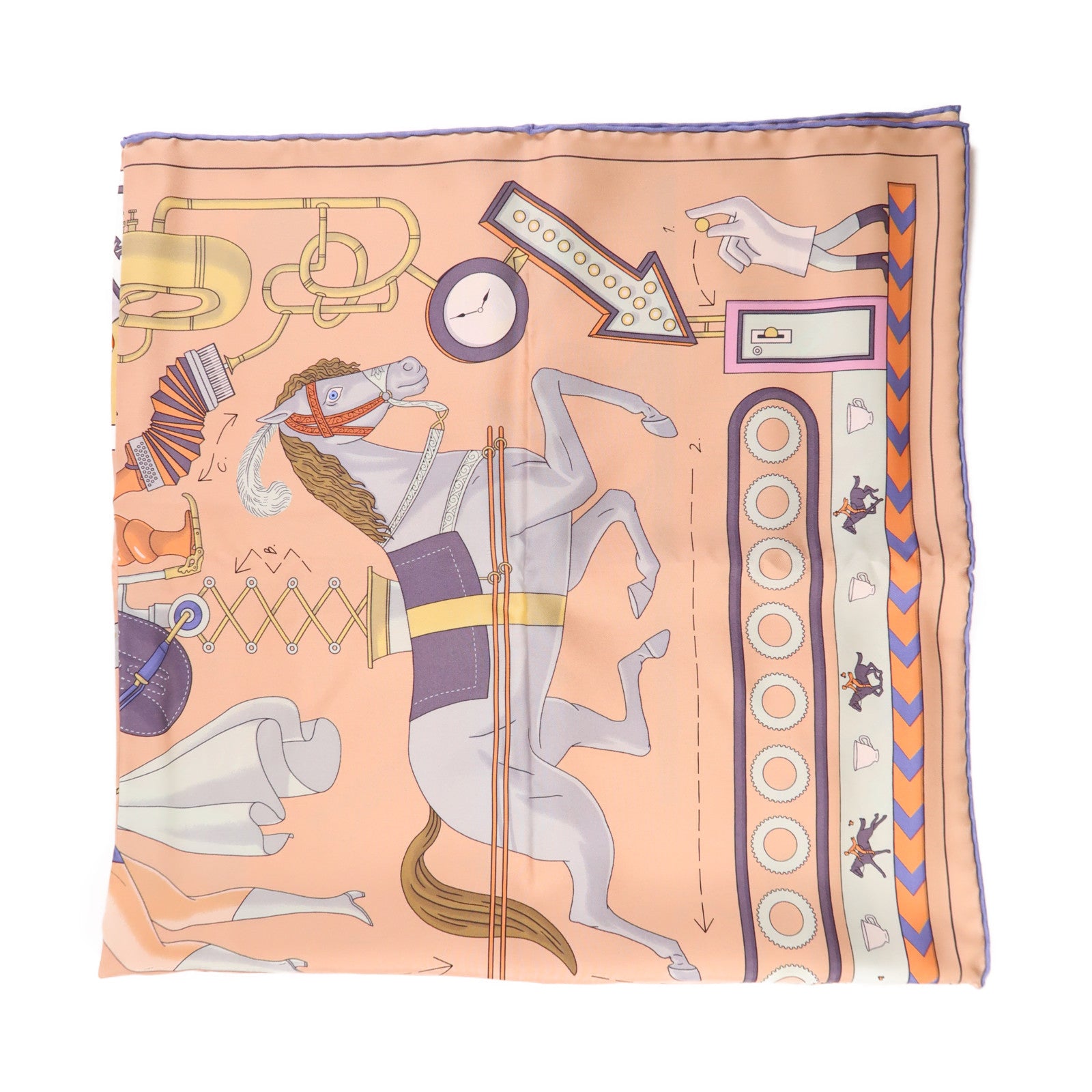 HERMES 絲質Scarf 90絲巾橙色/彩色