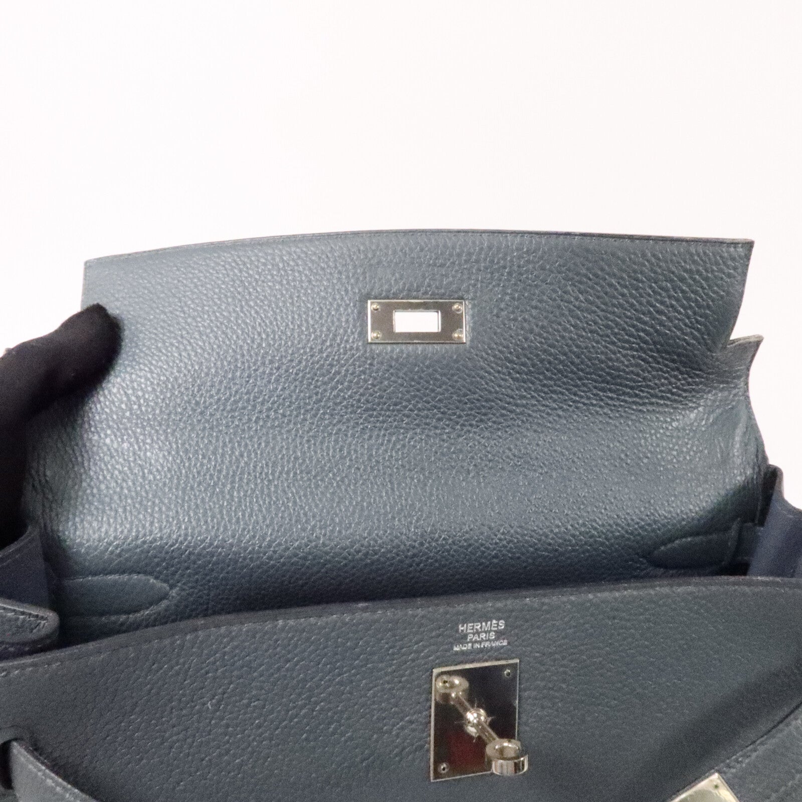 HERMES Togo皮革Kelly 32手挽肩背兩用袋Bleu Orage