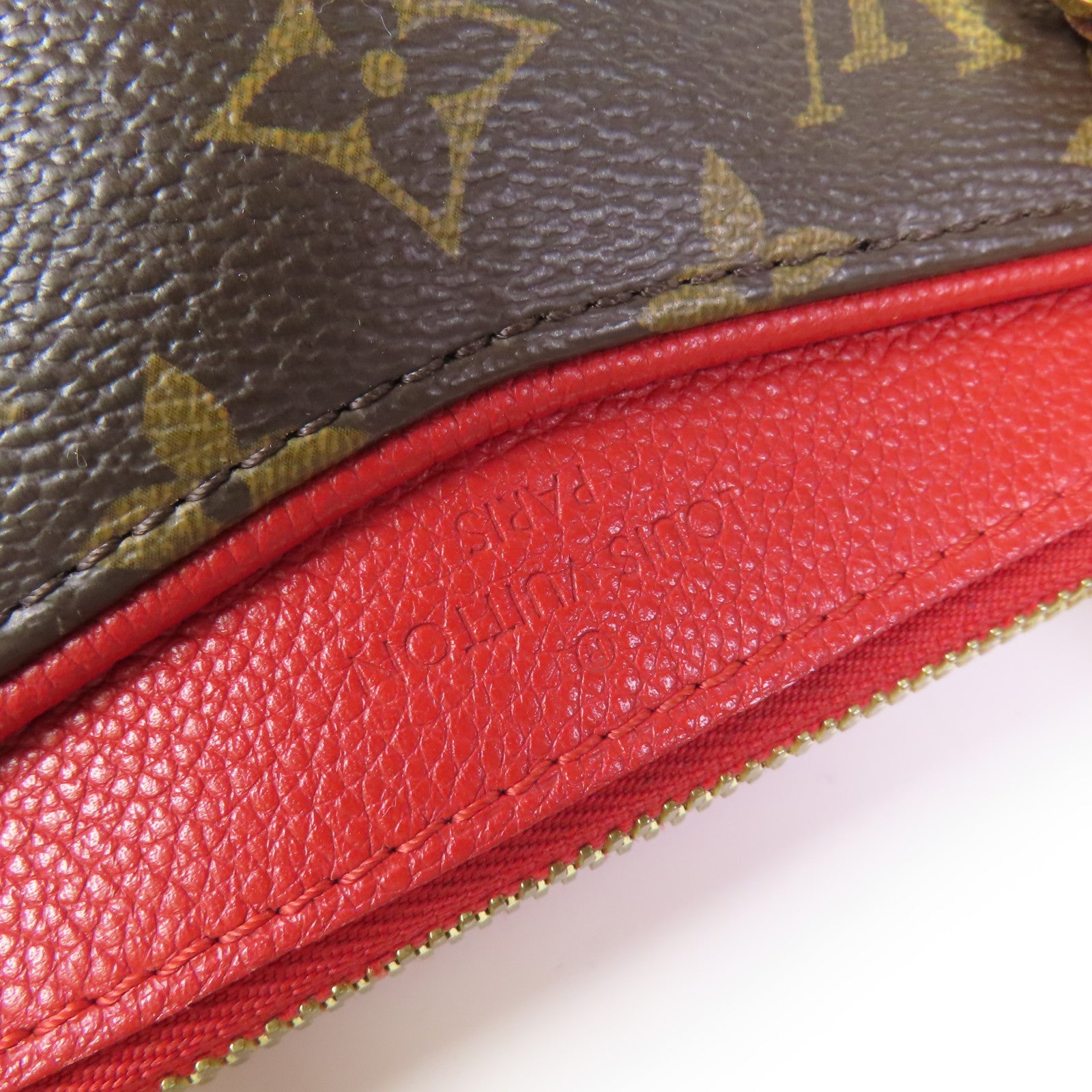 LOUIS VUITTON Monogram Pallas金扣手挽肩背兩用袋棕色/紅色