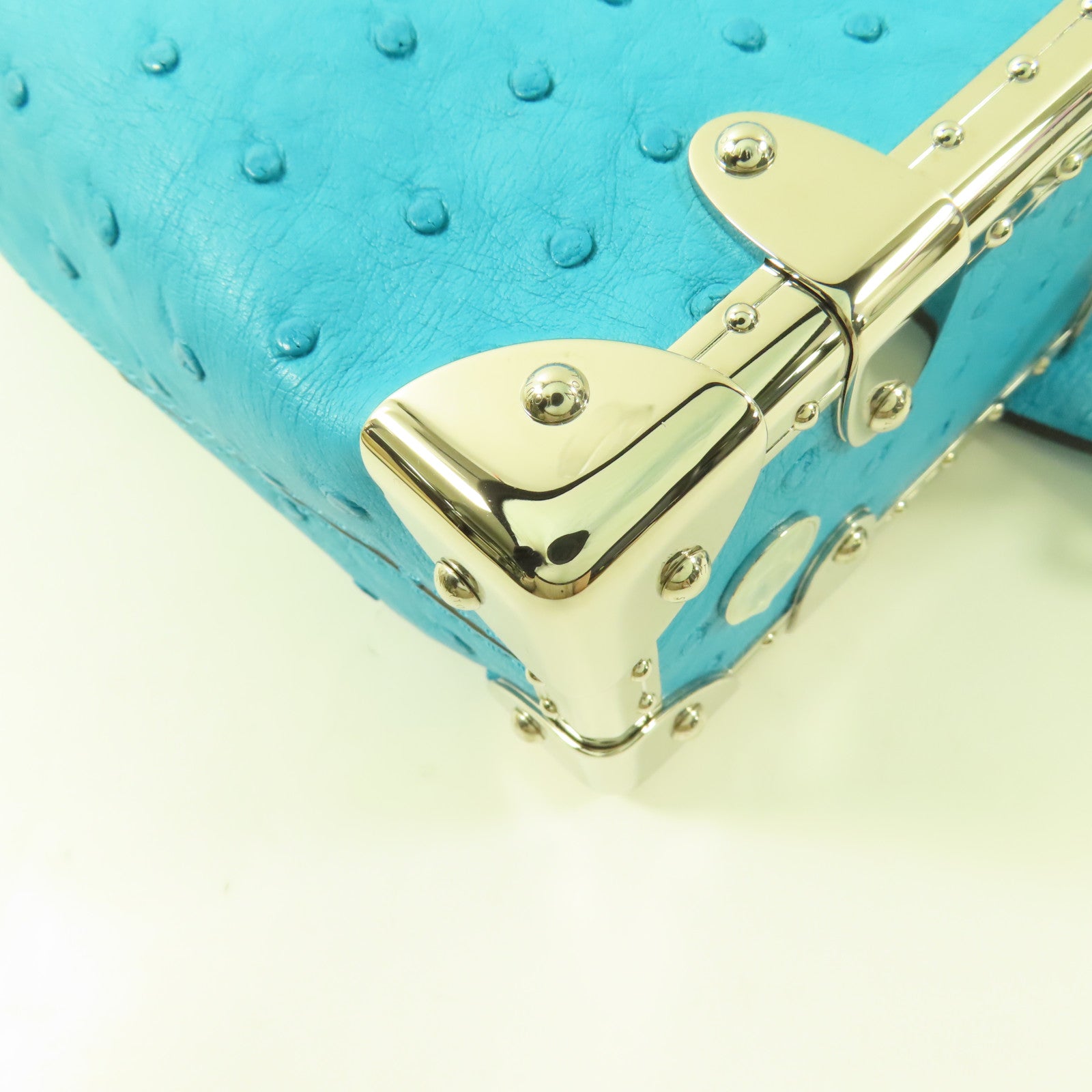 LOUIS VUITTON 鴕鳥皮革Side Trunk PM銀扣手挽肩背兩用袋