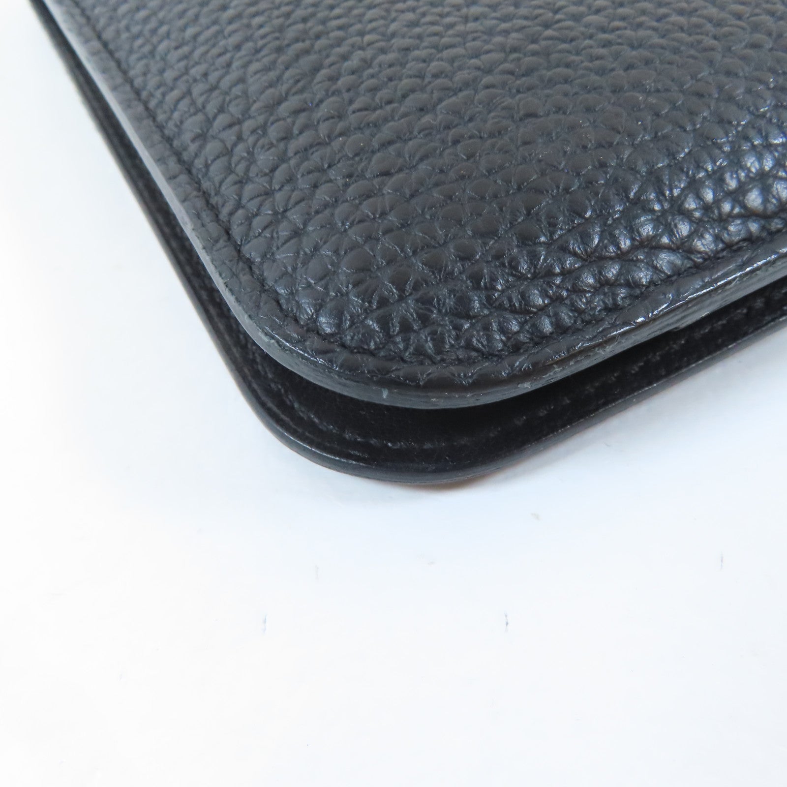 HERMES Clemence皮革Dogon GM銀扣長錢包Noir/黑色
