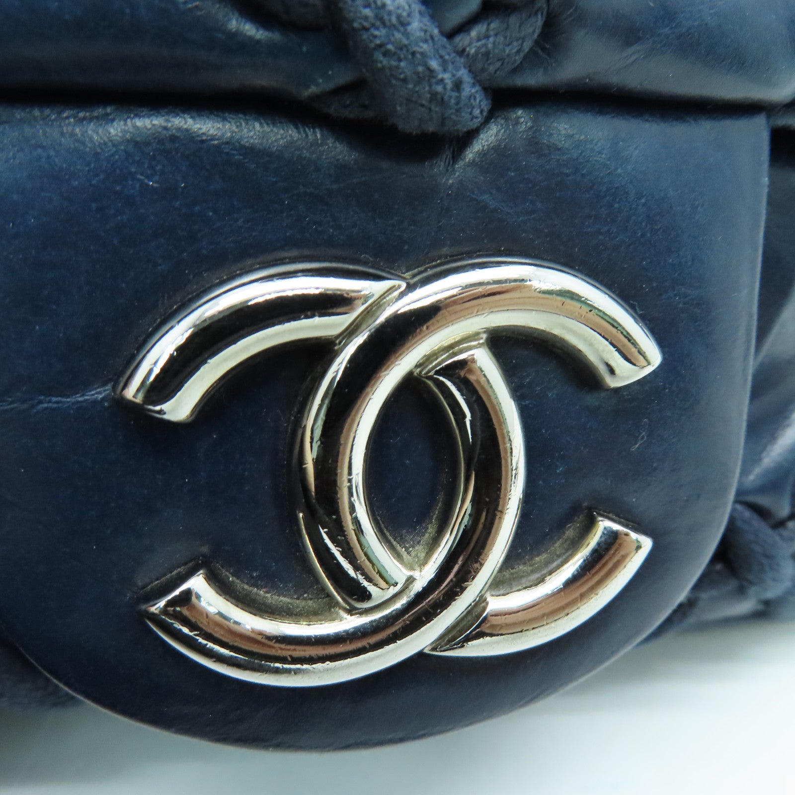 CHANEL 菱格牛皮皮革Ultra Stitch Flap Bag銀扣肩背袋藍色