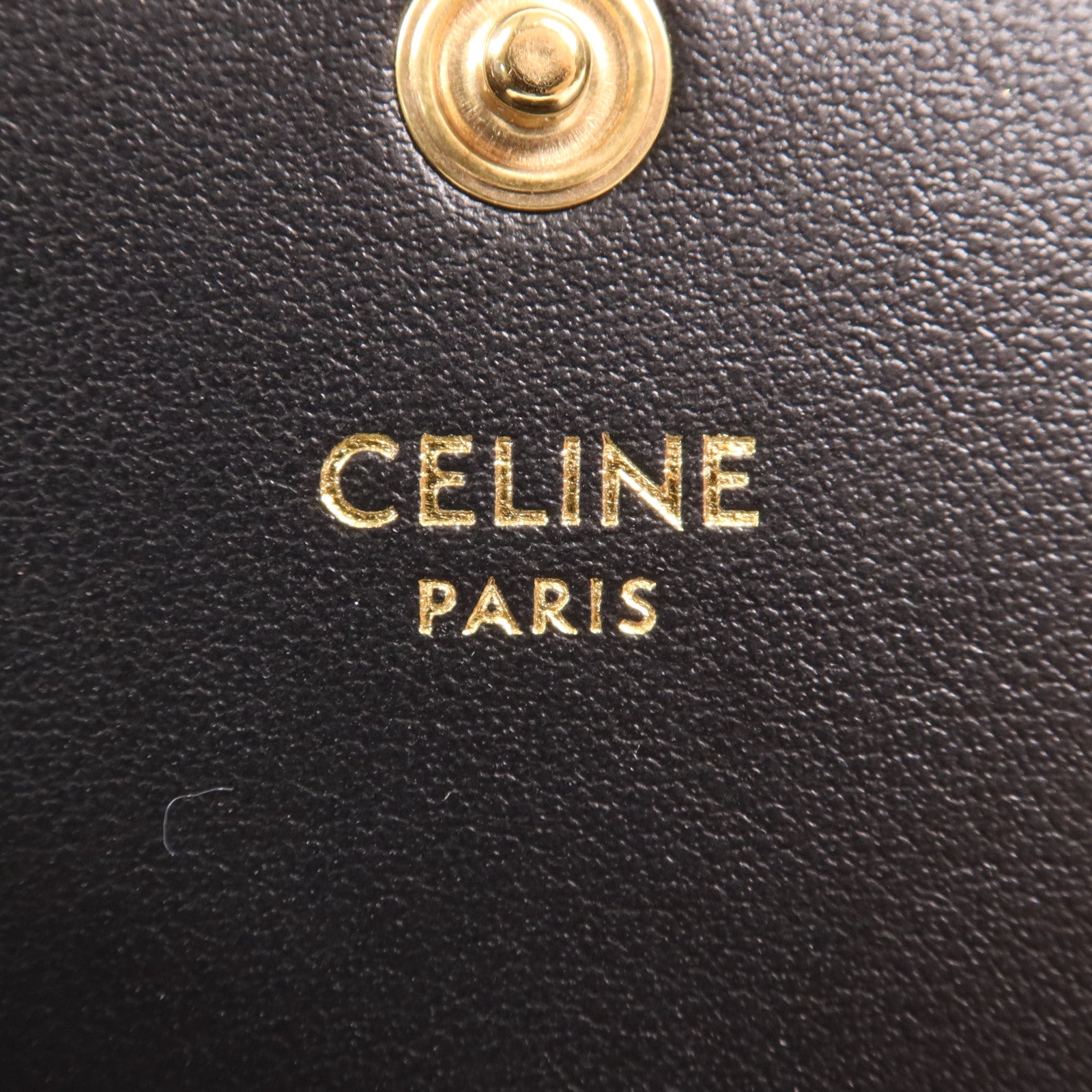 CELINE 牛皮皮革Triomphe Compact Wallet金扣錢包