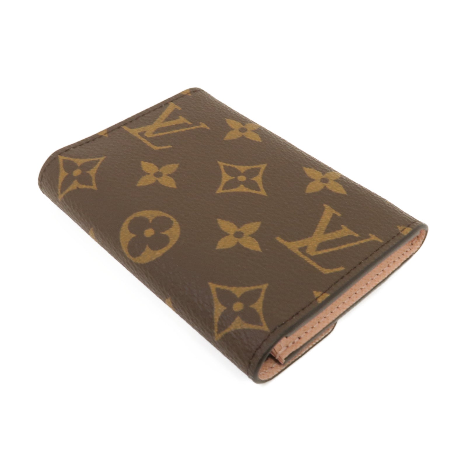 LOUIS VUITTON Monogram Card Case金扣卡片套棕色/粉紅色