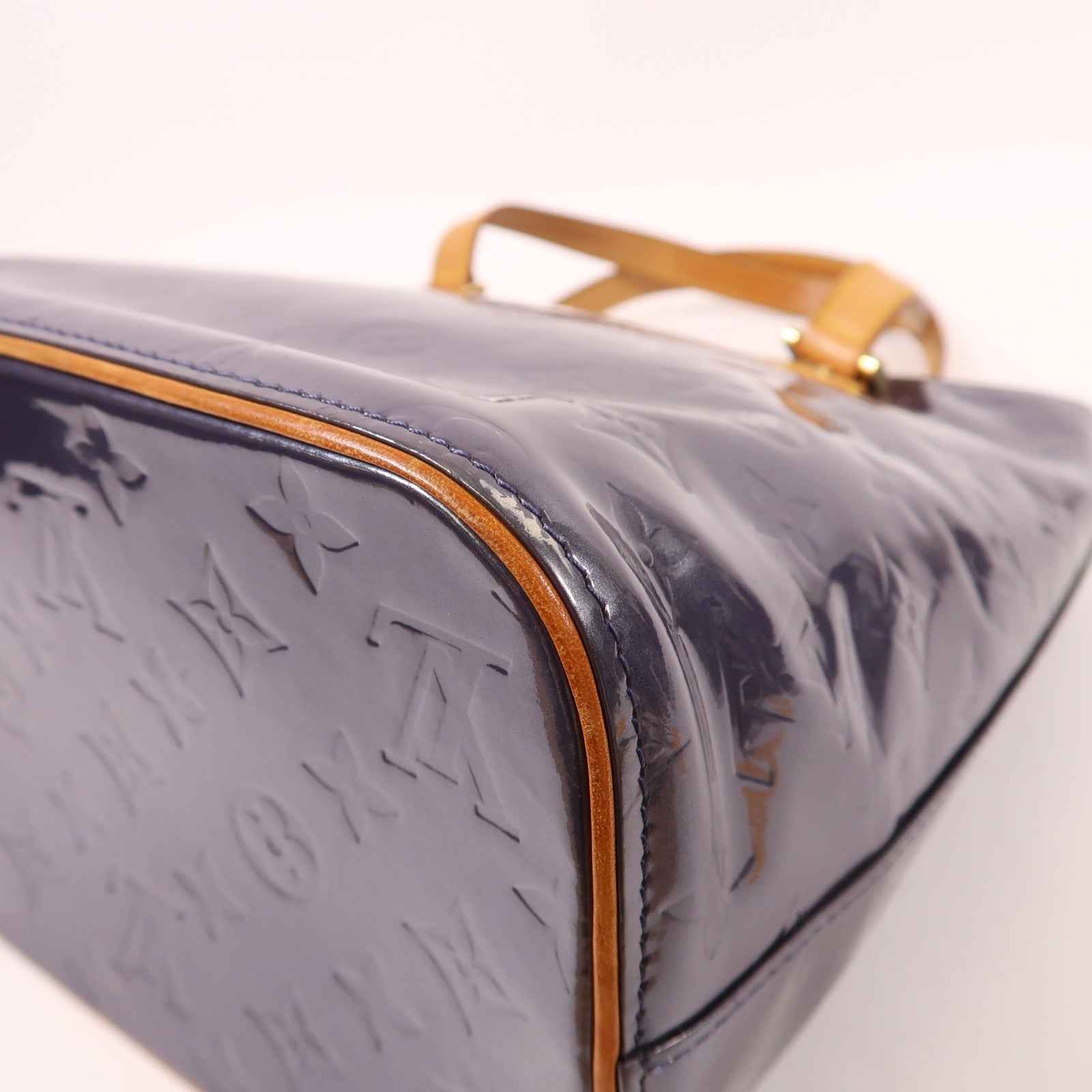 LOUIS VUITTON Monogram Vernis Houston金扣手挽袋紫色