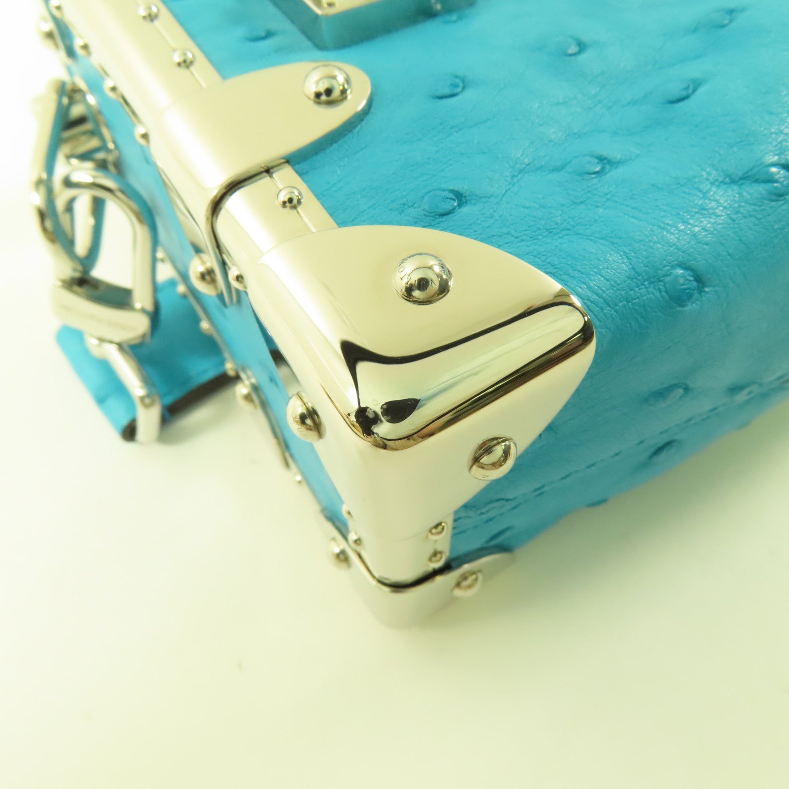 LOUIS VUITTON 鴕鳥皮革Side Trunk PM銀扣手挽肩背兩用袋
