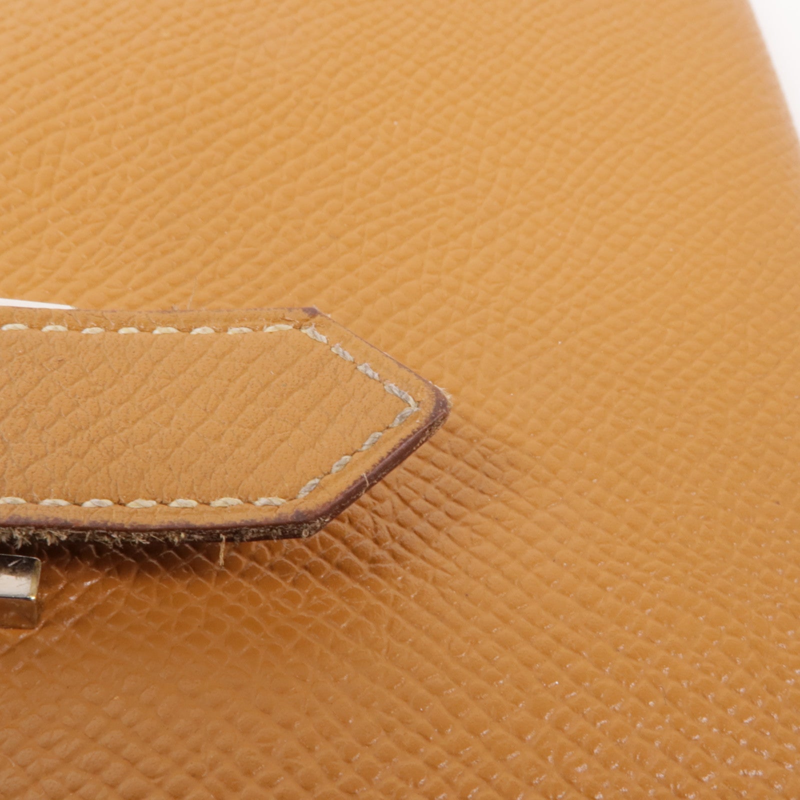 HERMES Epsom皮革Bearn W Snap Wallet銀扣長錢包37 Gold