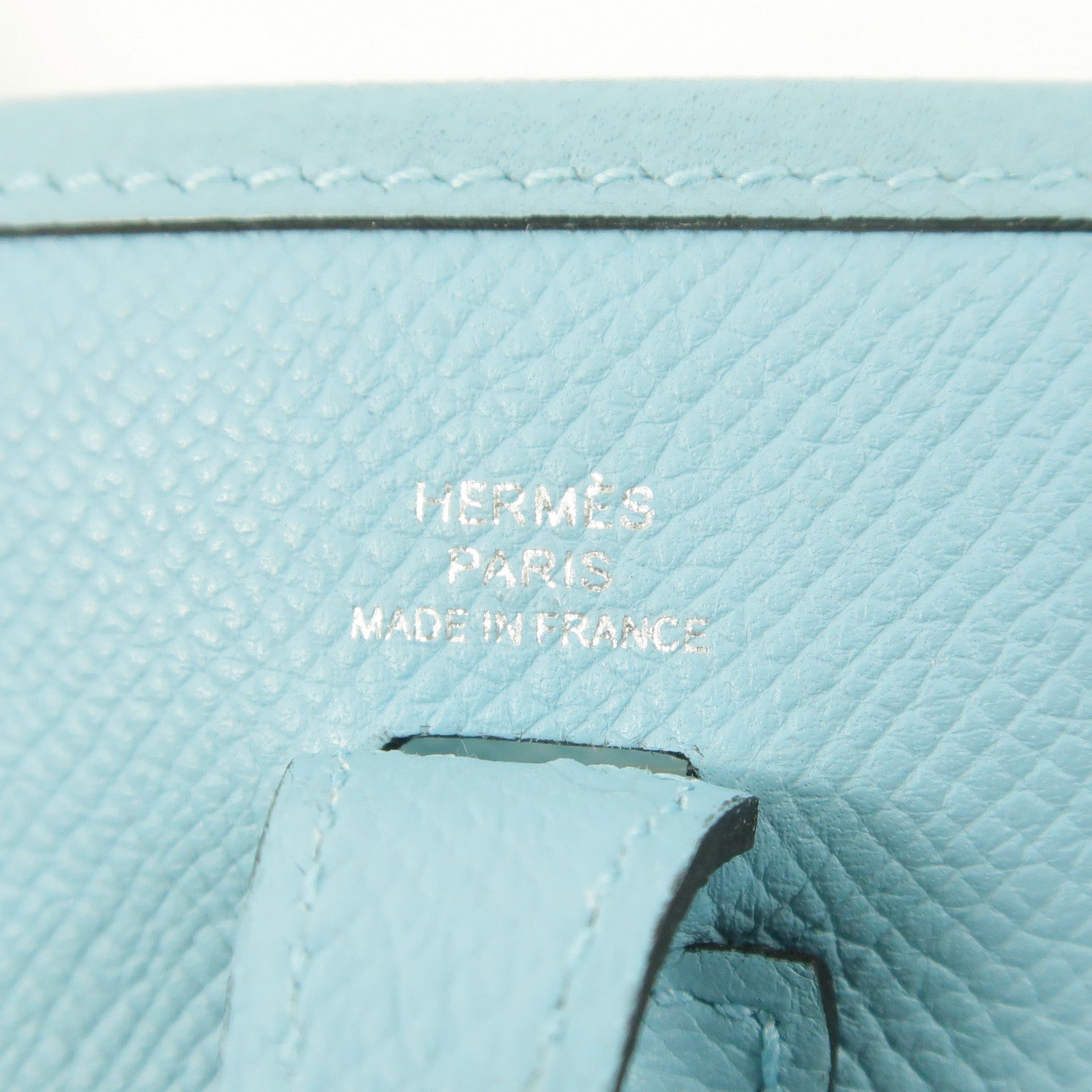 HERMES Epsom皮革Evelyne TPM銀扣肩背袋Bleu Atoll
