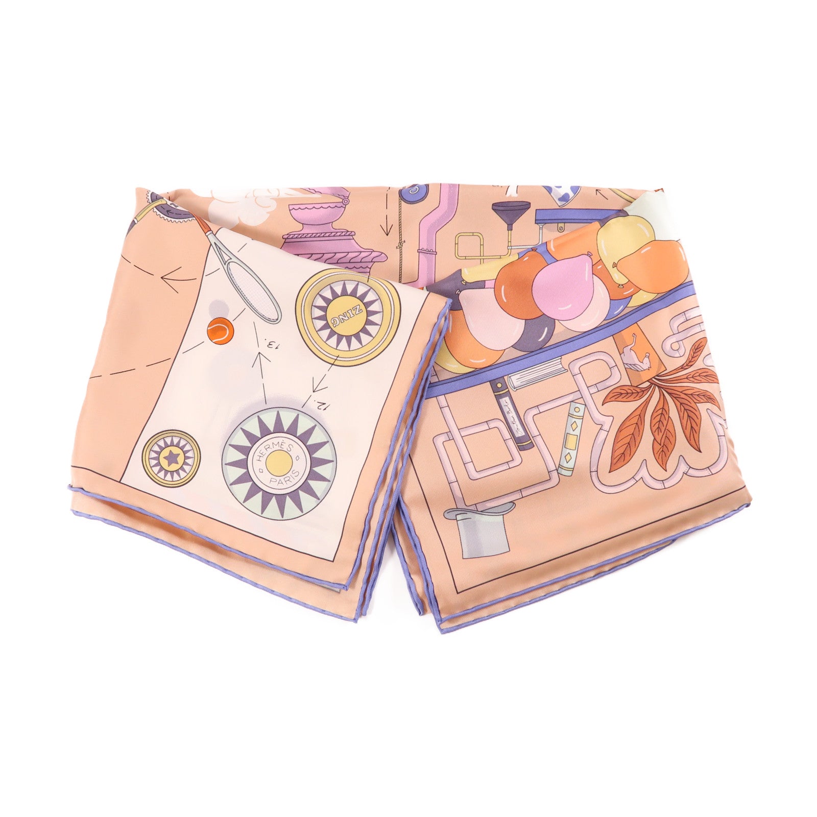 HERMES 絲質Scarf 90絲巾橙色/彩色