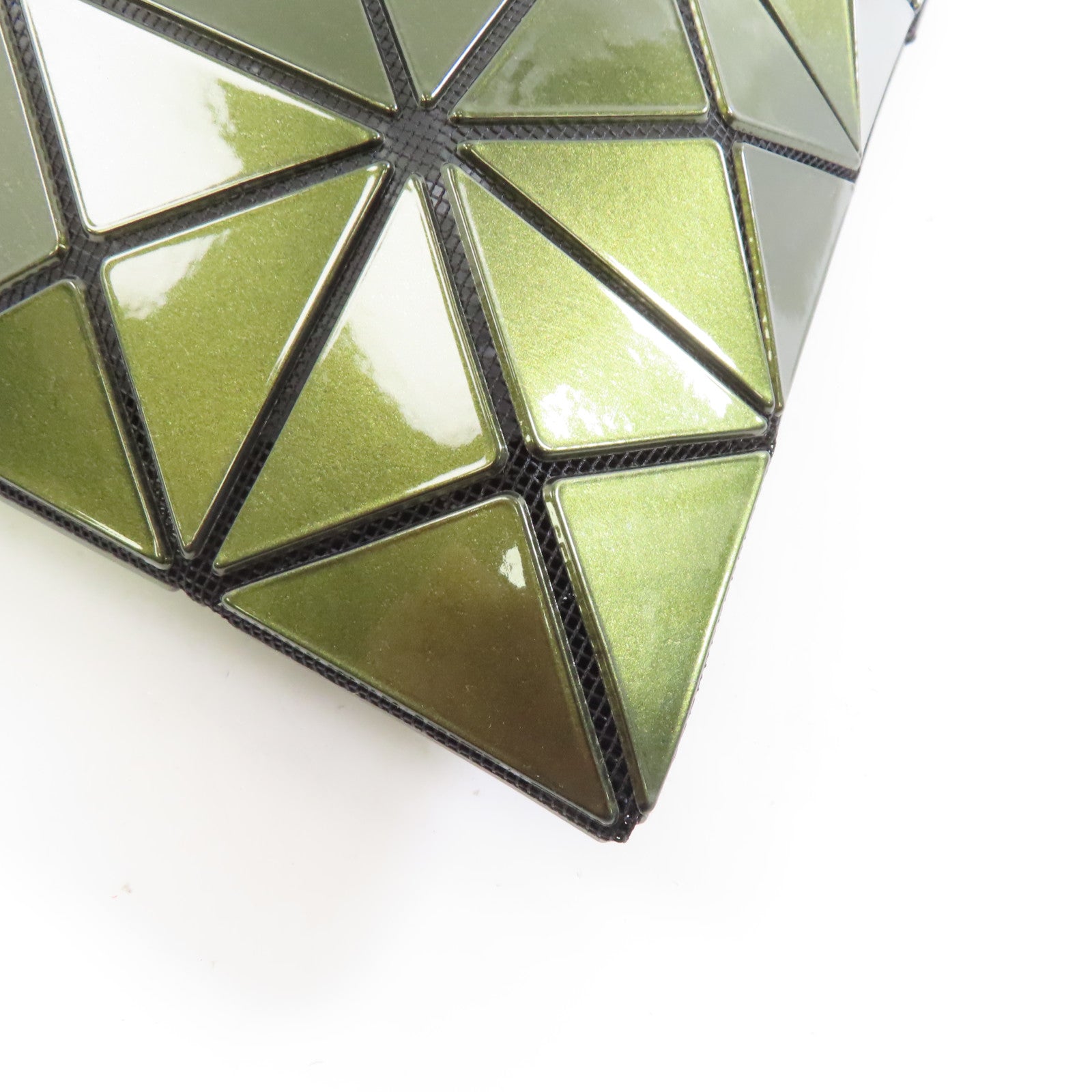 BAO BAO ISSEYMIYAKE PVC Bao Bao Tote Bag銀扣手挽袋深綠色