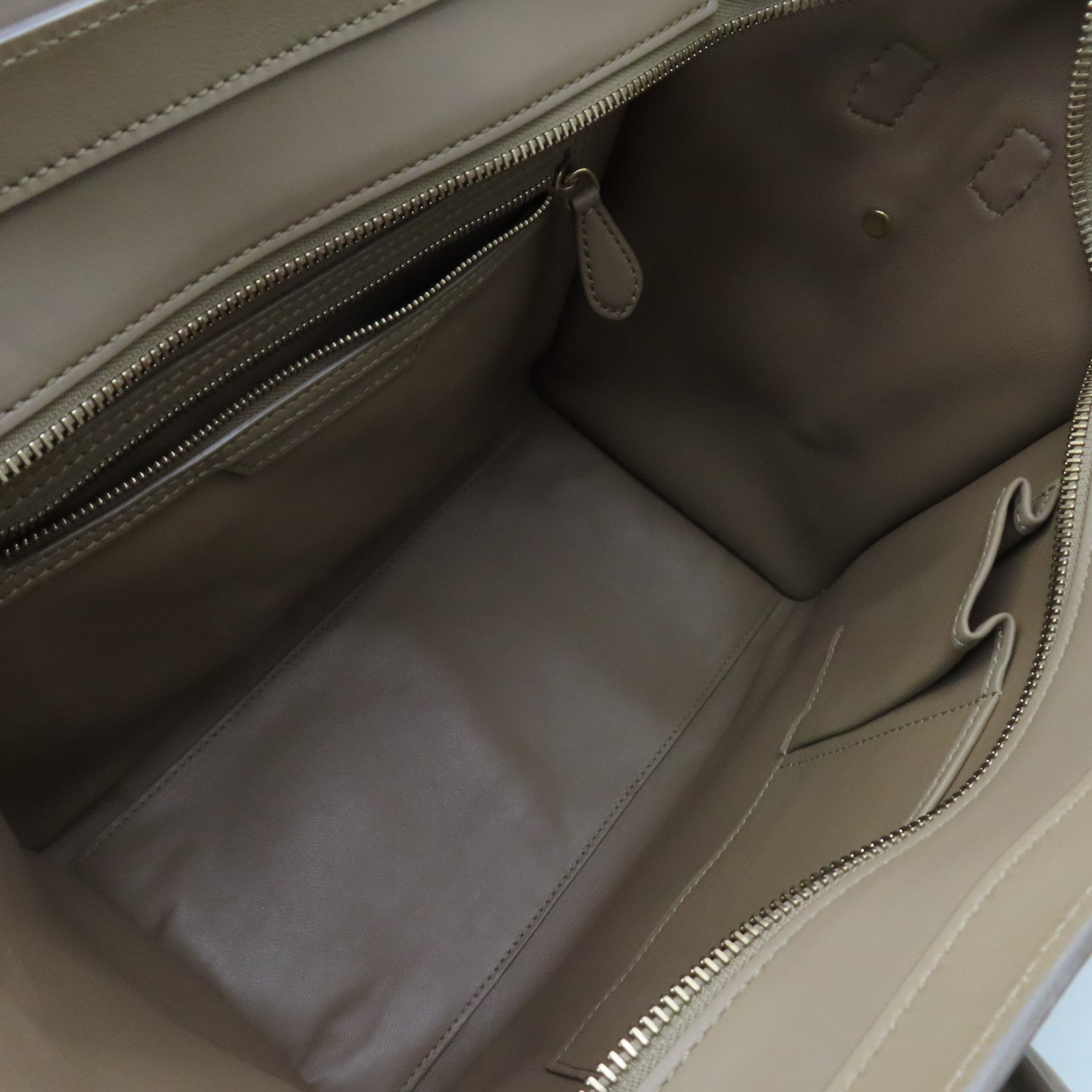 CELINE 【激減優惠】牛皮皮革Nano Luggage Bag金扣手挽袋駝色