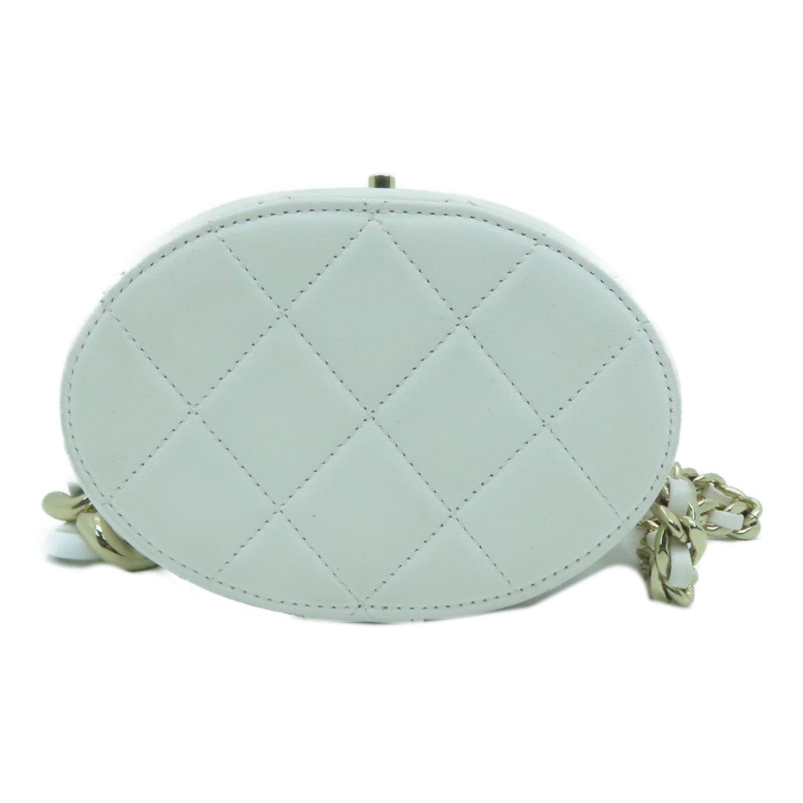 CHANEL 菱格牛皮皮革金扣Chain Shoulder Bag链带肩背袋白色
