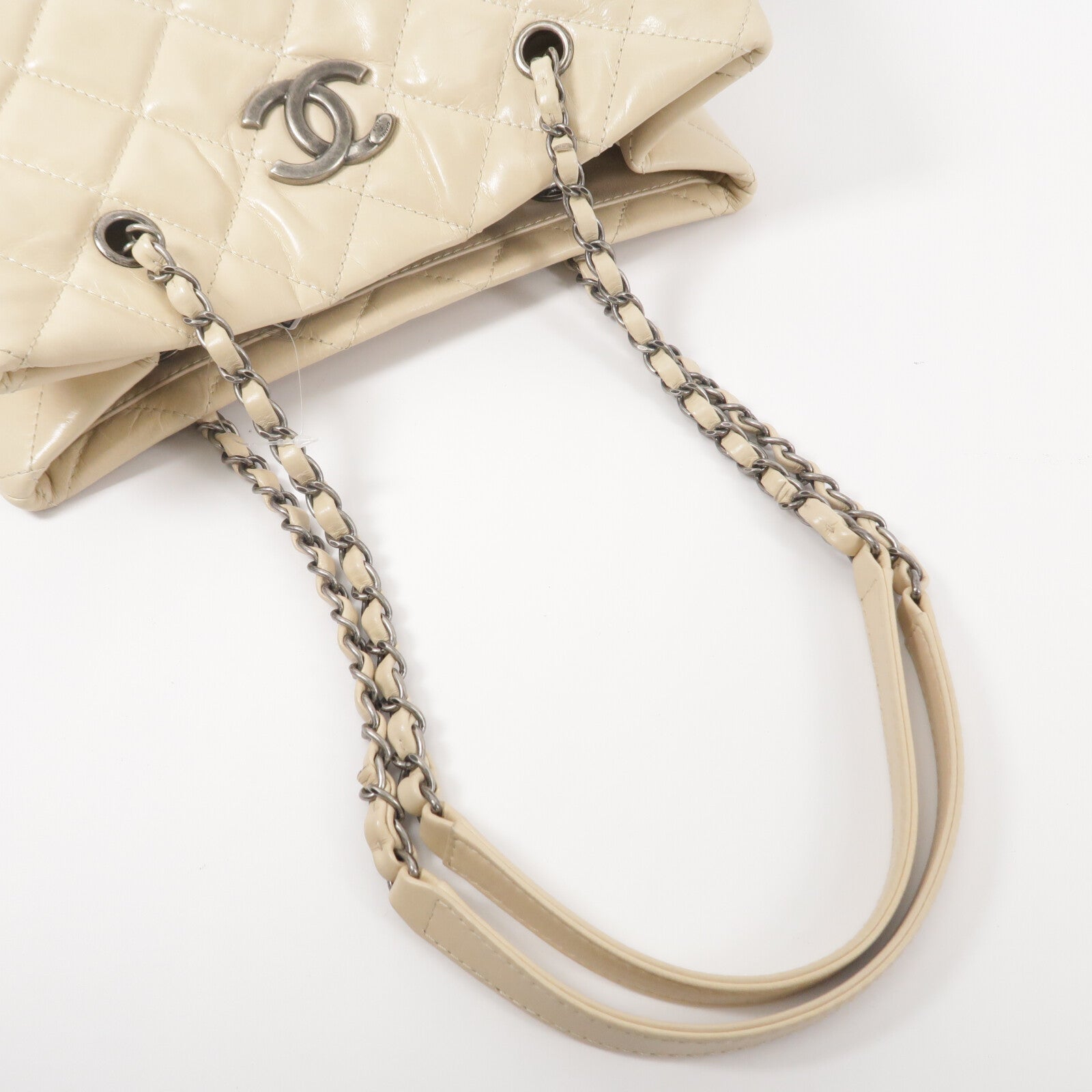 CHANEL 牛皮皮革Tote Bag鏈帶手挽袋