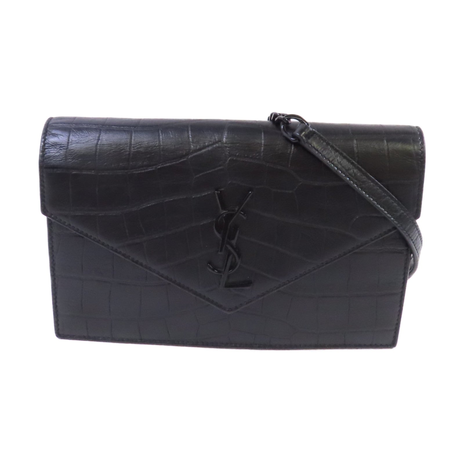 YVES SAINT LAURENT 牛皮皮革WOC Shoulder Bag鏈帶肩背袋黑色