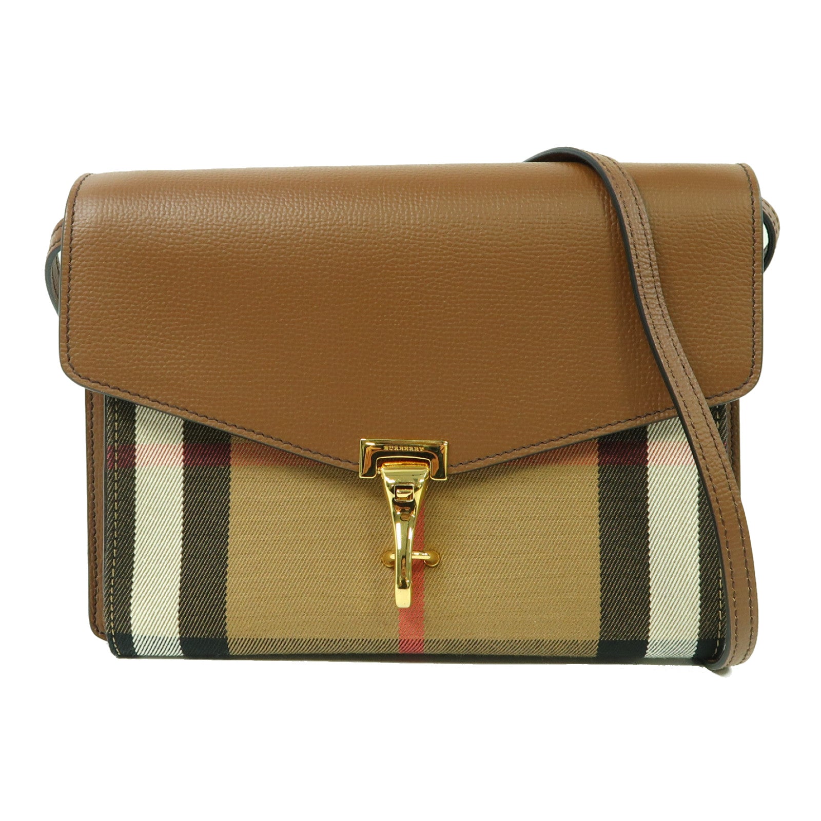 BURBERRY 牛皮皮革Shoulder Bag金扣肩背袋啡色