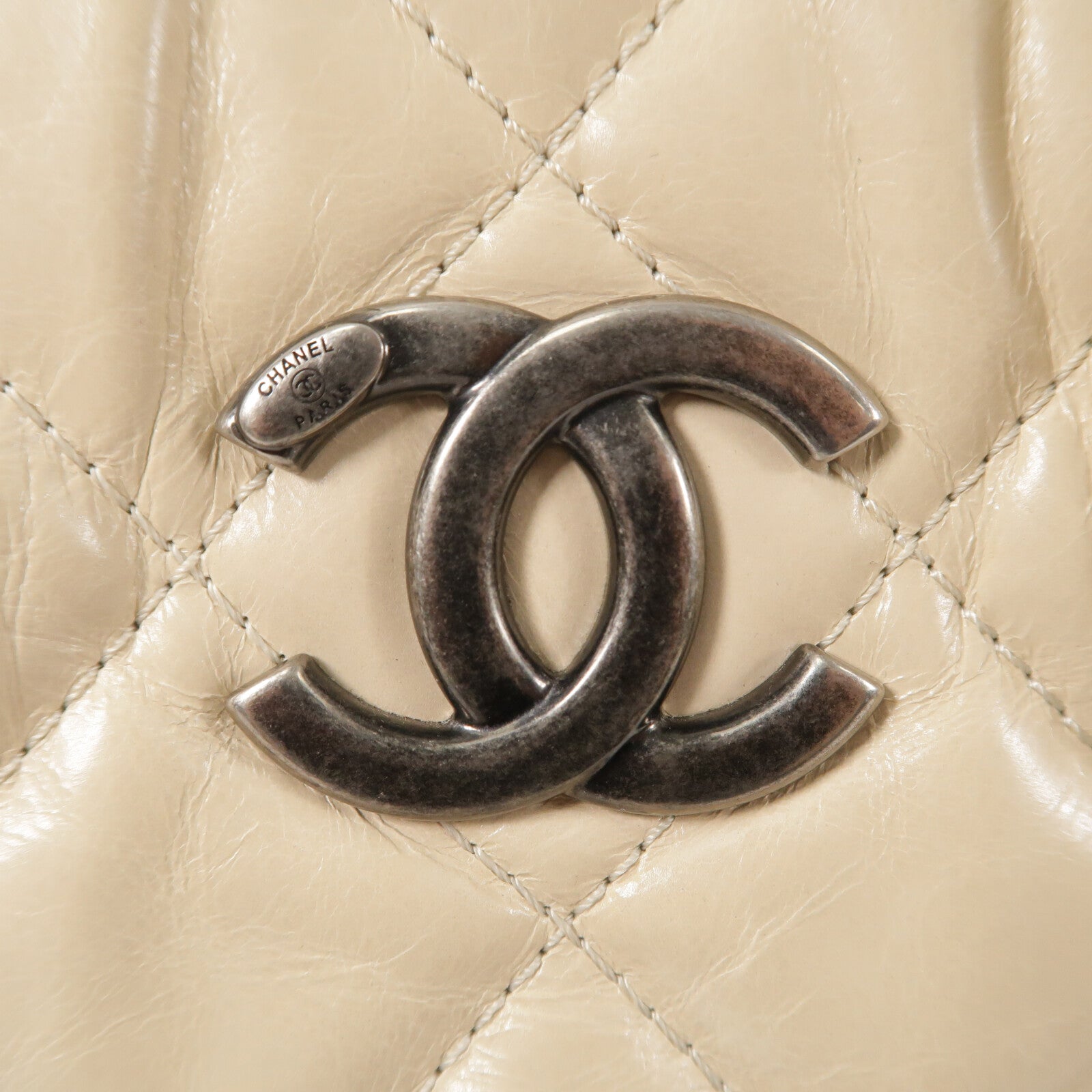 CHANEL 牛皮皮革Tote Bag鏈帶手挽袋