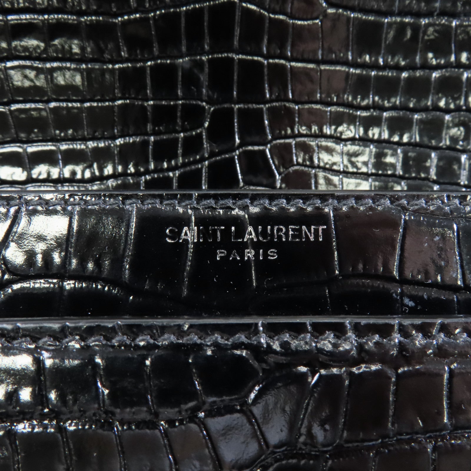YVES SAINT LAURENT 牛皮皮革Chain Shoulder Bag銀扣鏈帶肩背袋黑色