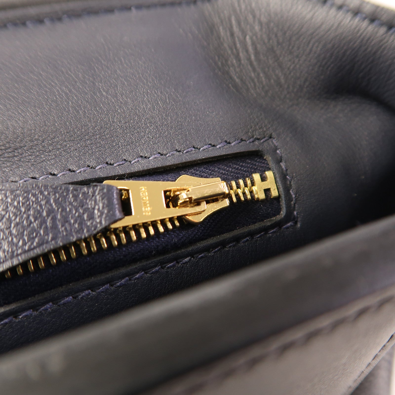 HERMES Evercolor/Swift皮革24/24 Mini金扣手挽肩背兩用袋Bleu Nuit