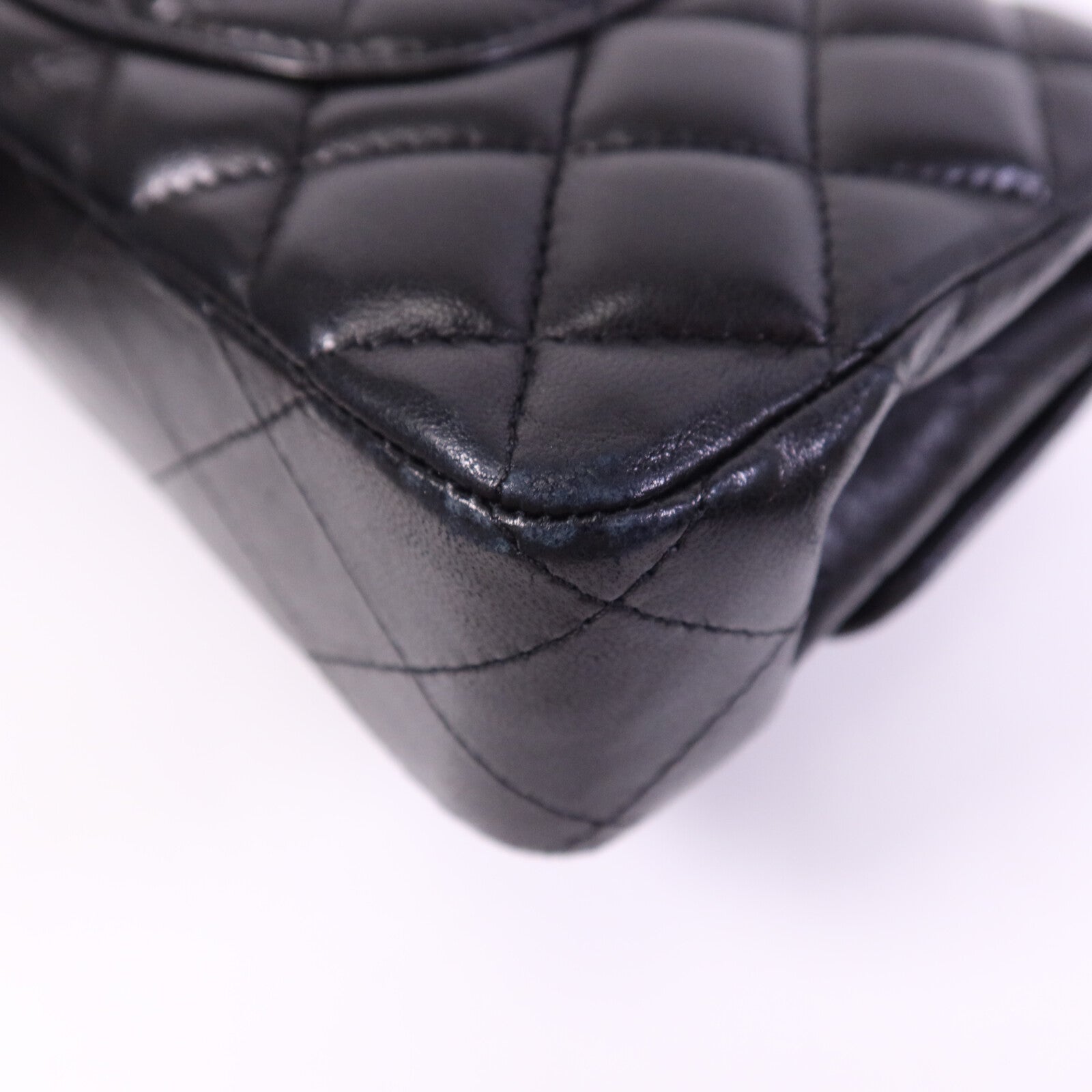 CHANEL 羊皮皮革Vintage Classic East West Flag Bag金扣鏈帶肩背袋