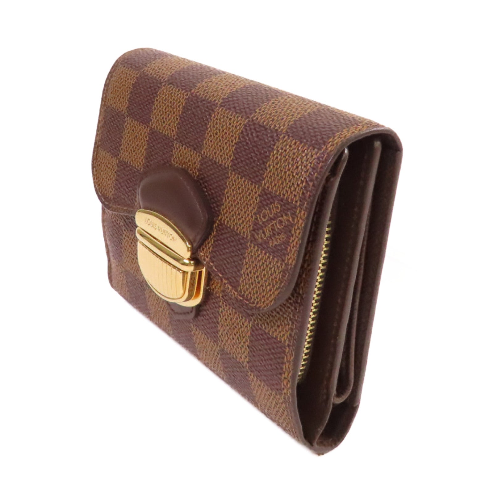 LOUIS VUITTON Damier Ebene Joey Short Wallet金扣短錢包啡色