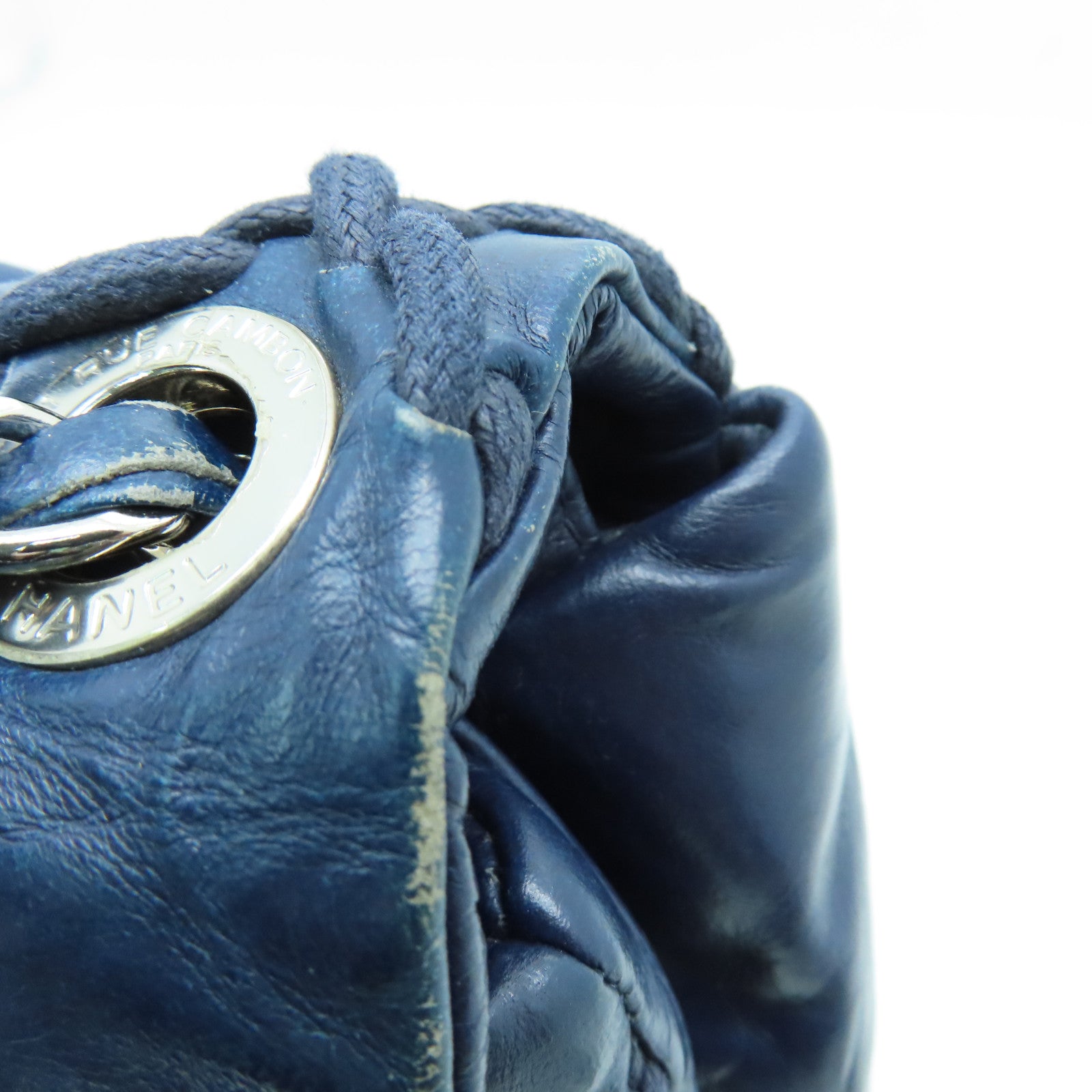 CHANEL 菱格牛皮皮革Ultra Stitch Flap Bag銀扣肩背袋藍色