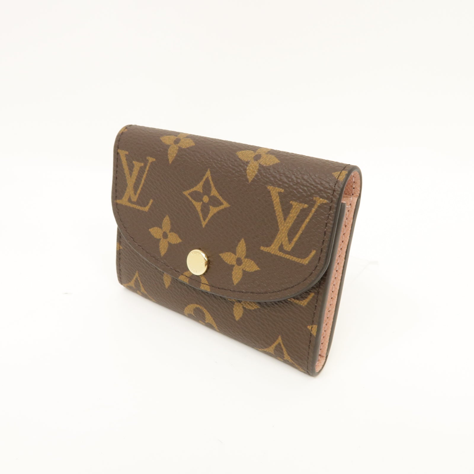 LOUIS VUITTON Monogram Card Case金扣卡片套棕色/粉紅色