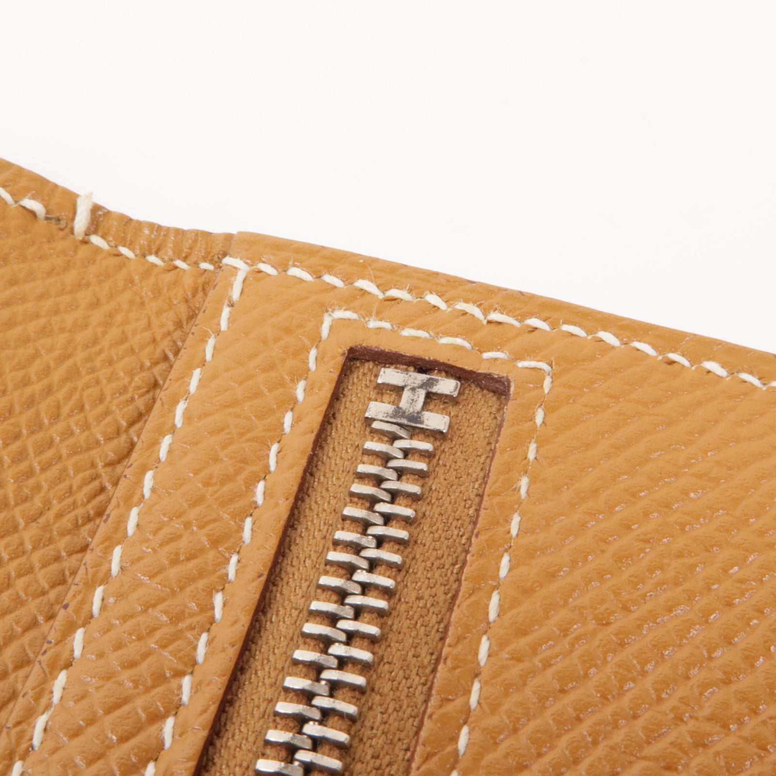 HERMES Epsom皮革Bearn W Snap Wallet銀扣長錢包37 Gold