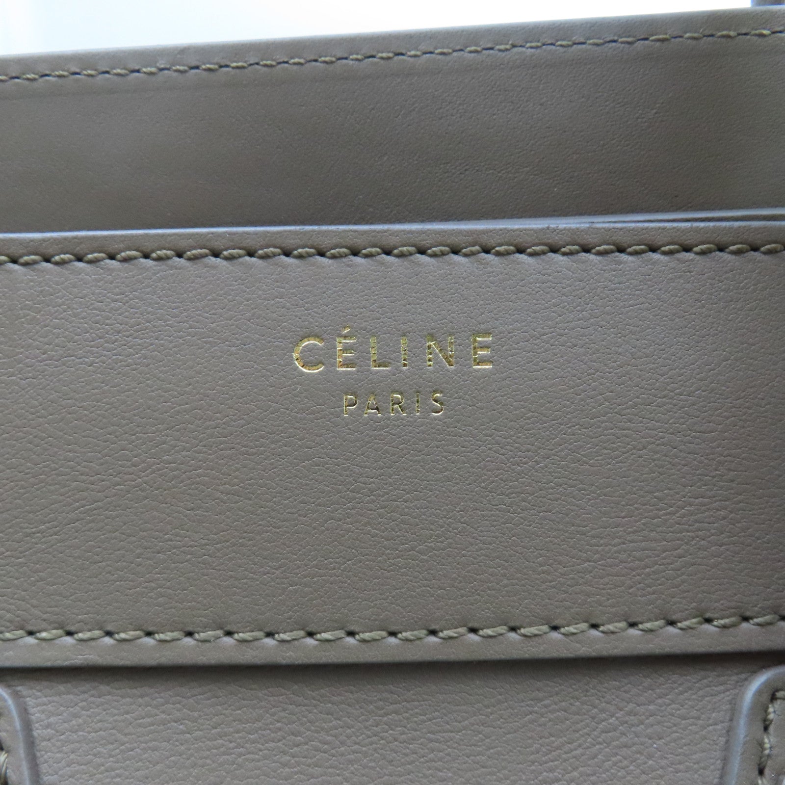 CELINE 【激減優惠】牛皮皮革Nano Luggage Bag金扣手挽袋駝色