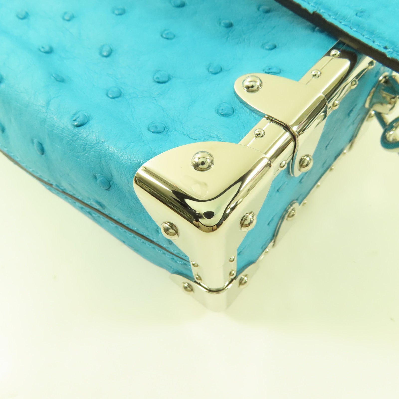 LOUIS VUITTON 鴕鳥皮革Side Trunk PM銀扣手挽肩背兩用袋