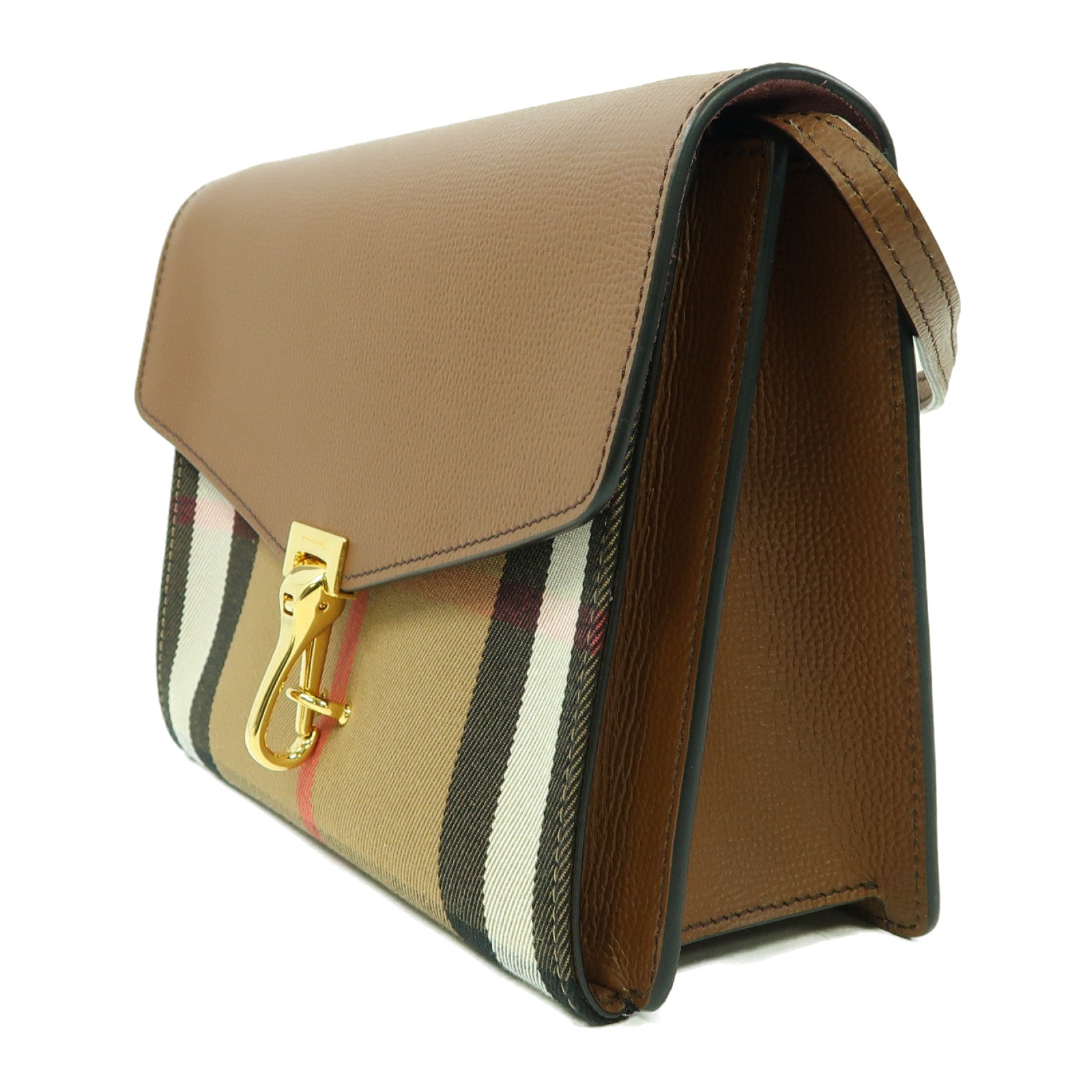 BURBERRY 牛皮皮革Shoulder Bag金扣肩背袋啡色
