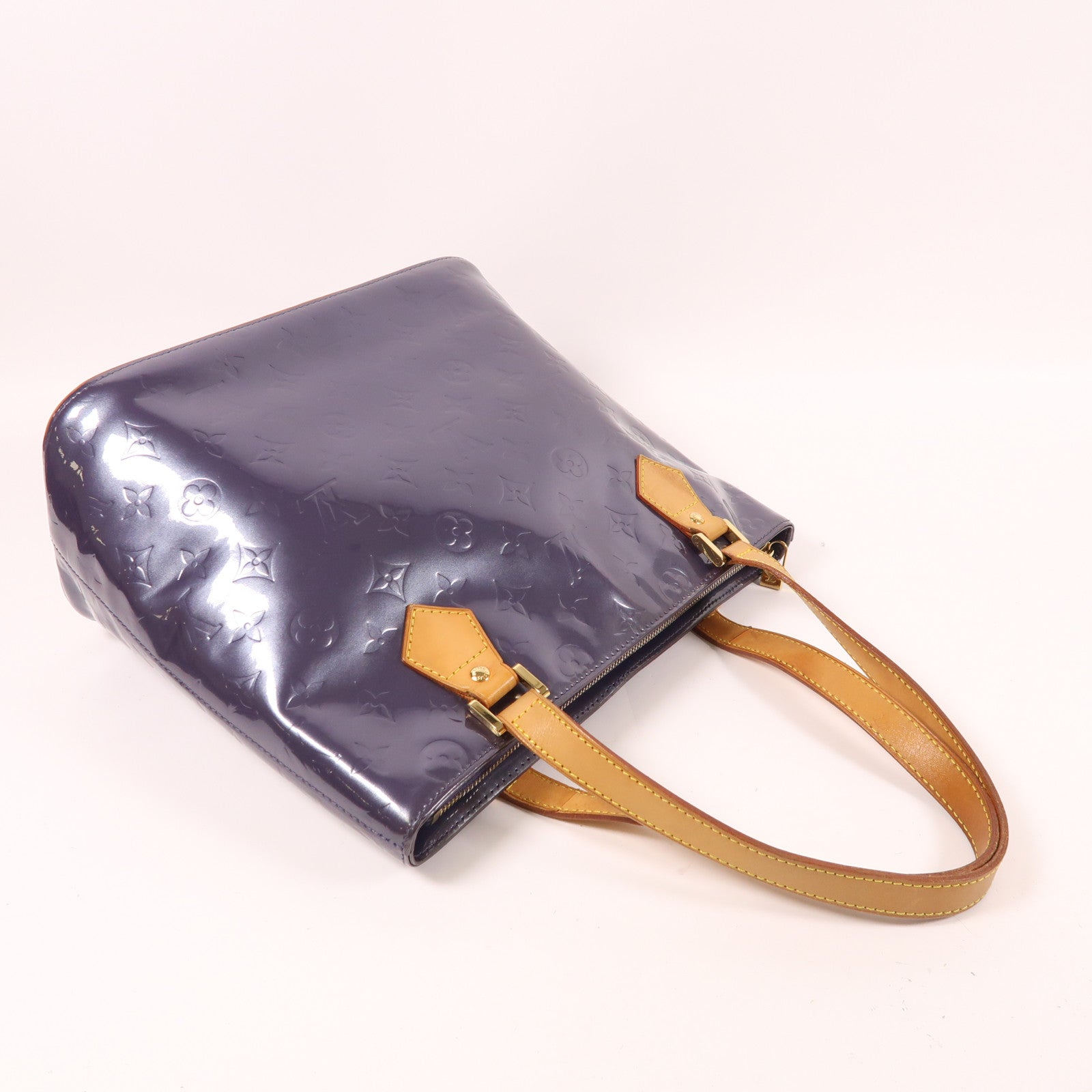 LOUIS VUITTON Monogram Vernis Houston金扣手挽袋紫色