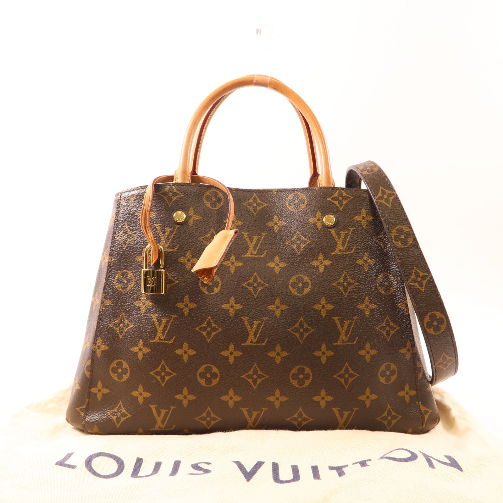 LOUIS VUITTON Monogram Montaigne MM金扣手挽肩背兩用袋