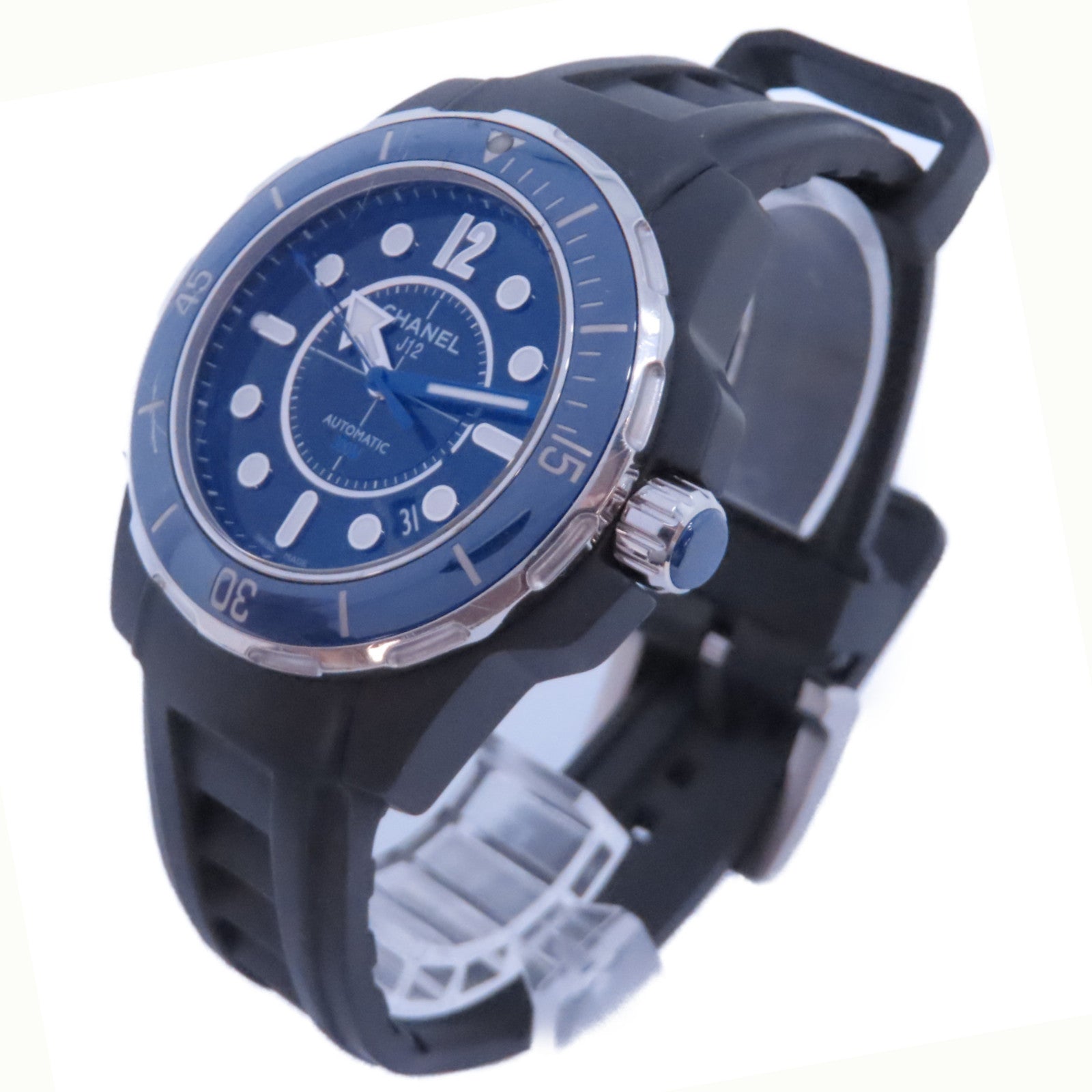 CHANEL J12不鏽鋼/橡膠帶手錶自動機芯藍色