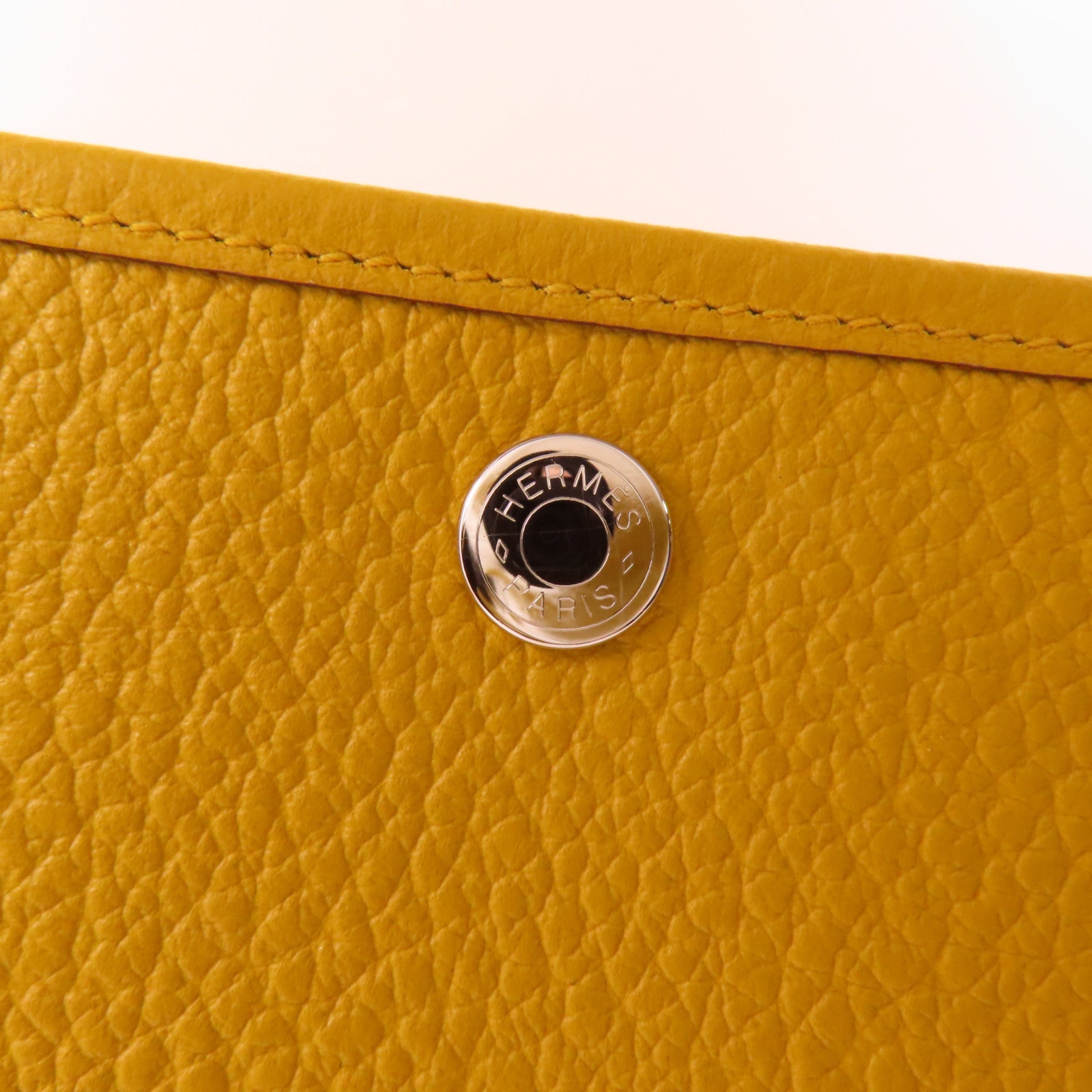 HERMES PHW Garden Party PM Handbag Negonda Leather 2P Cumin