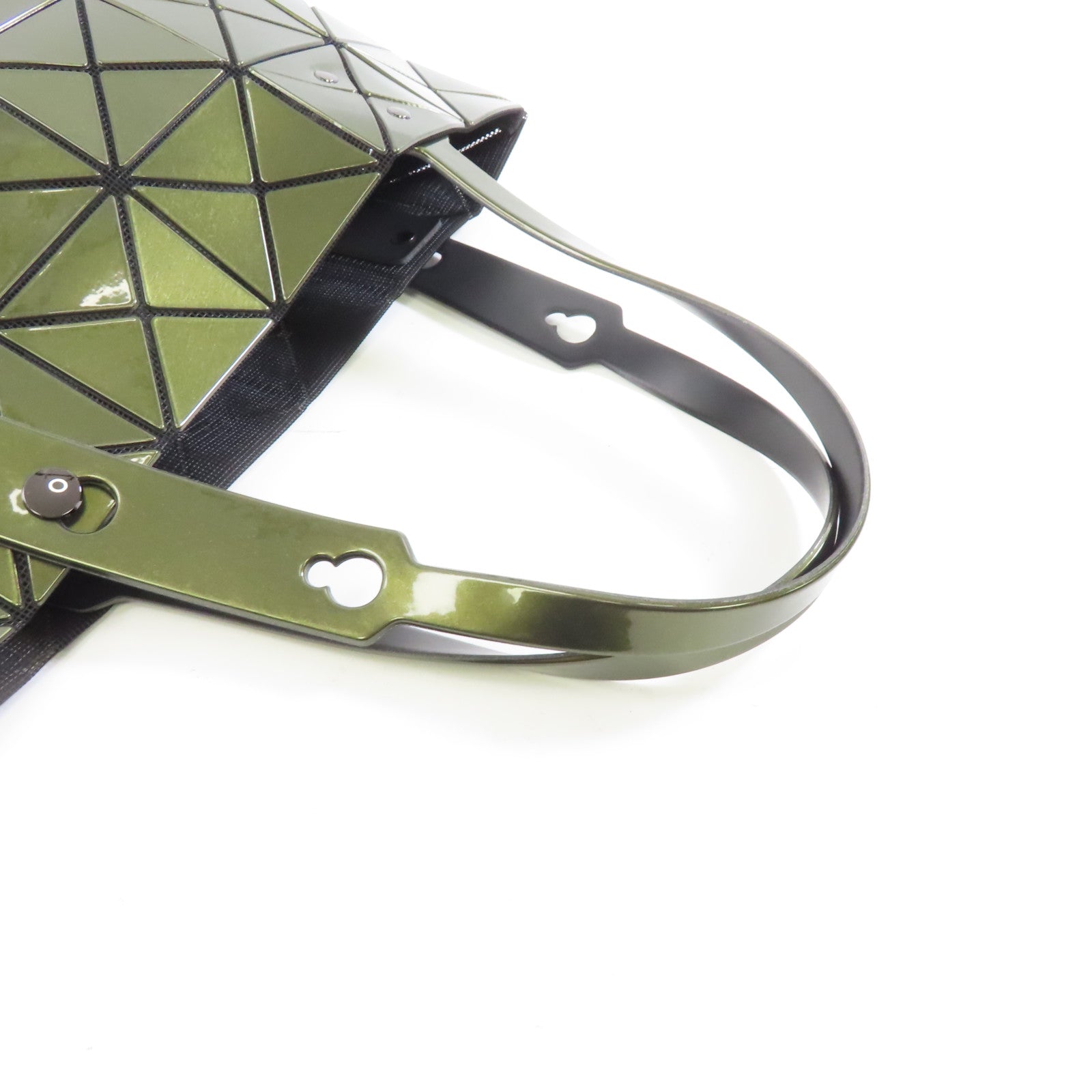 BAO BAO ISSEYMIYAKE PVC Bao Bao Tote Bag銀扣手挽袋深綠色