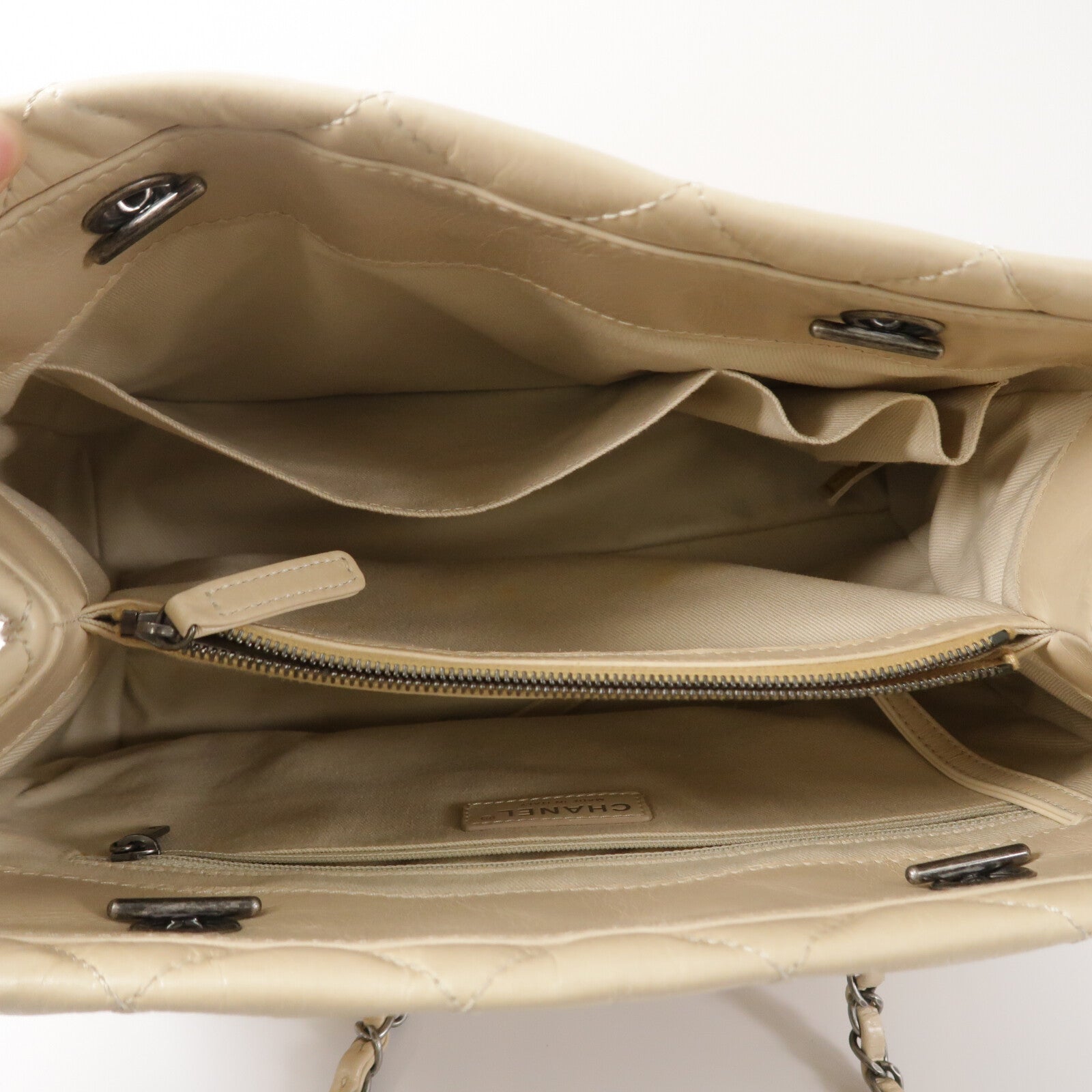 CHANEL 牛皮皮革Tote Bag鏈帶手挽袋