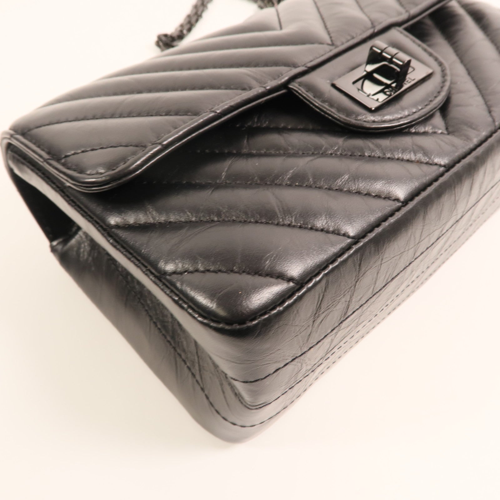 CHANEL 牛皮皮革Mini 2.55鏈帶肩背袋