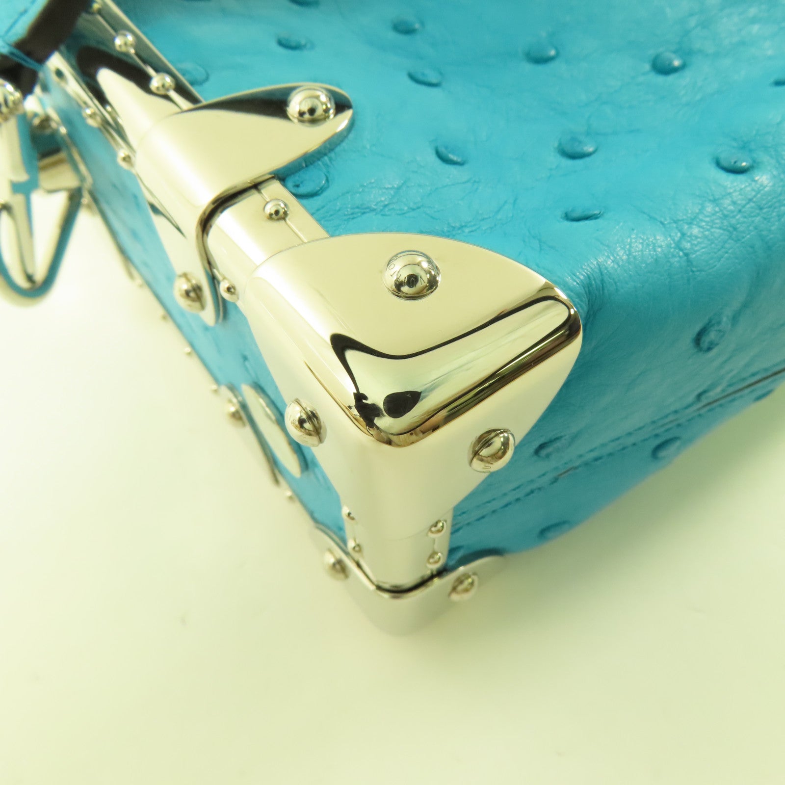 LOUIS VUITTON 鴕鳥皮革Side Trunk PM銀扣手挽肩背兩用袋