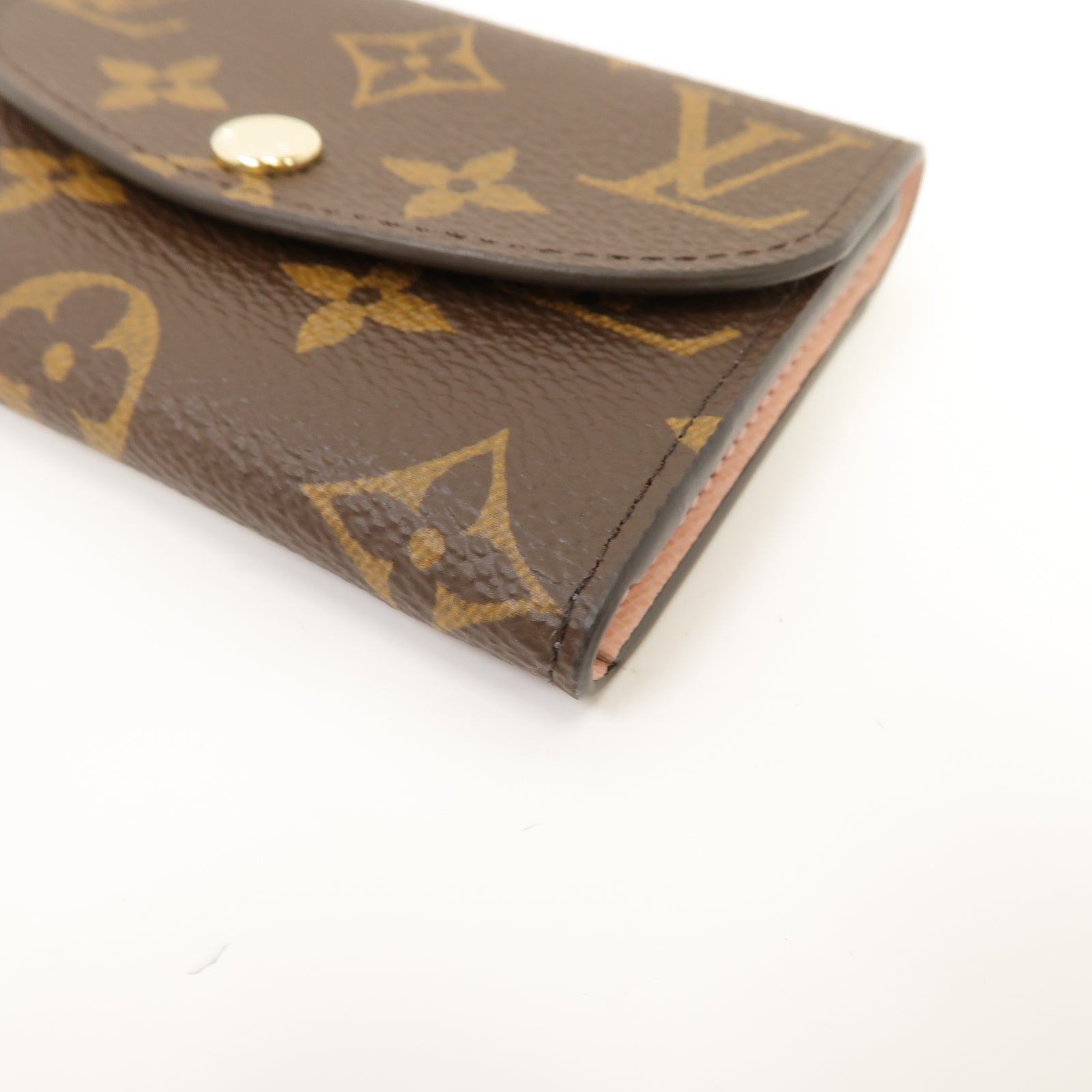 LOUIS VUITTON Monogram Card Case金扣卡片套棕色/粉紅色