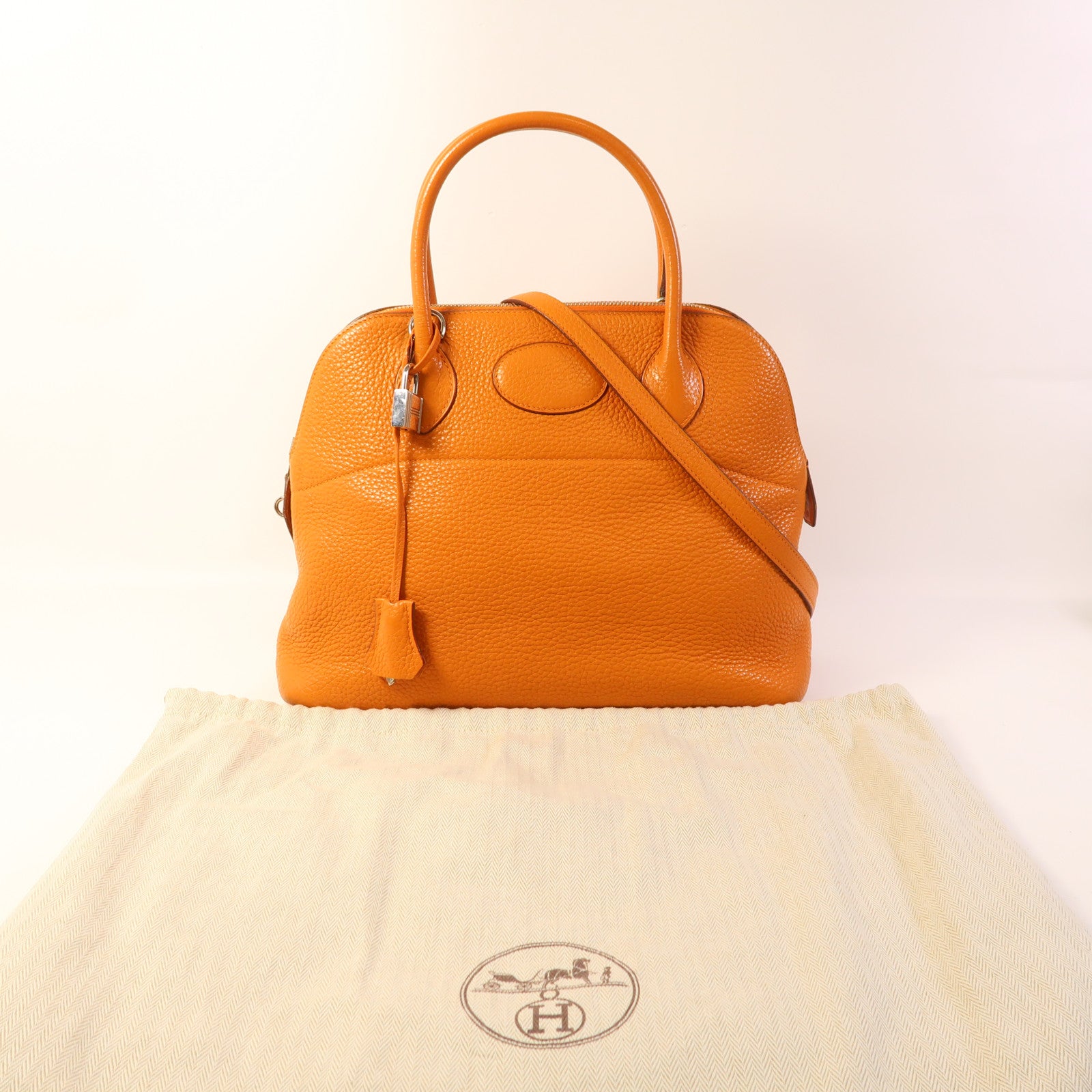 HERMES Clemence皮革Bolide 31銀扣手挽肩背兩用袋