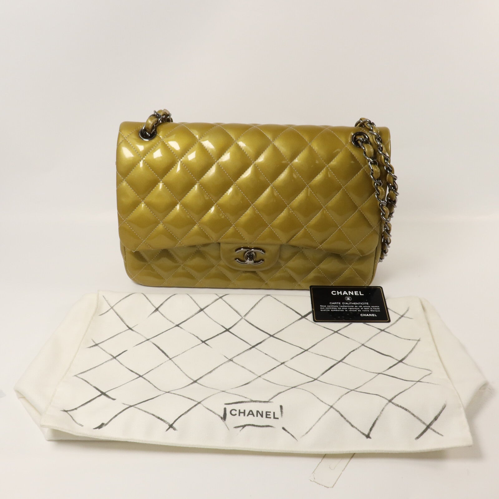 CHANEL 漆皮皮革Large Classic鏈帶肩背袋