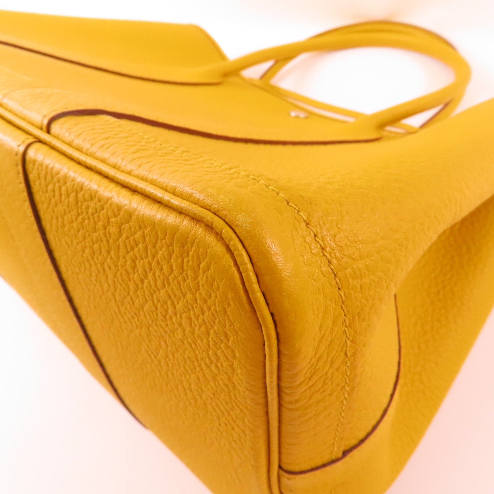HERMES 【激減優惠】Negonda皮革Garden Party PM銀扣手挽袋2P Cumin